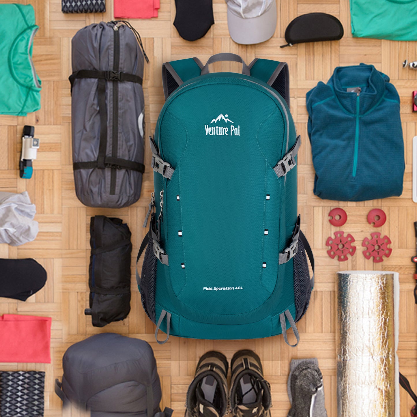 Venture Pal Mint Green 40L Nylon Backpack with Wet Pocket and Multi Compartment