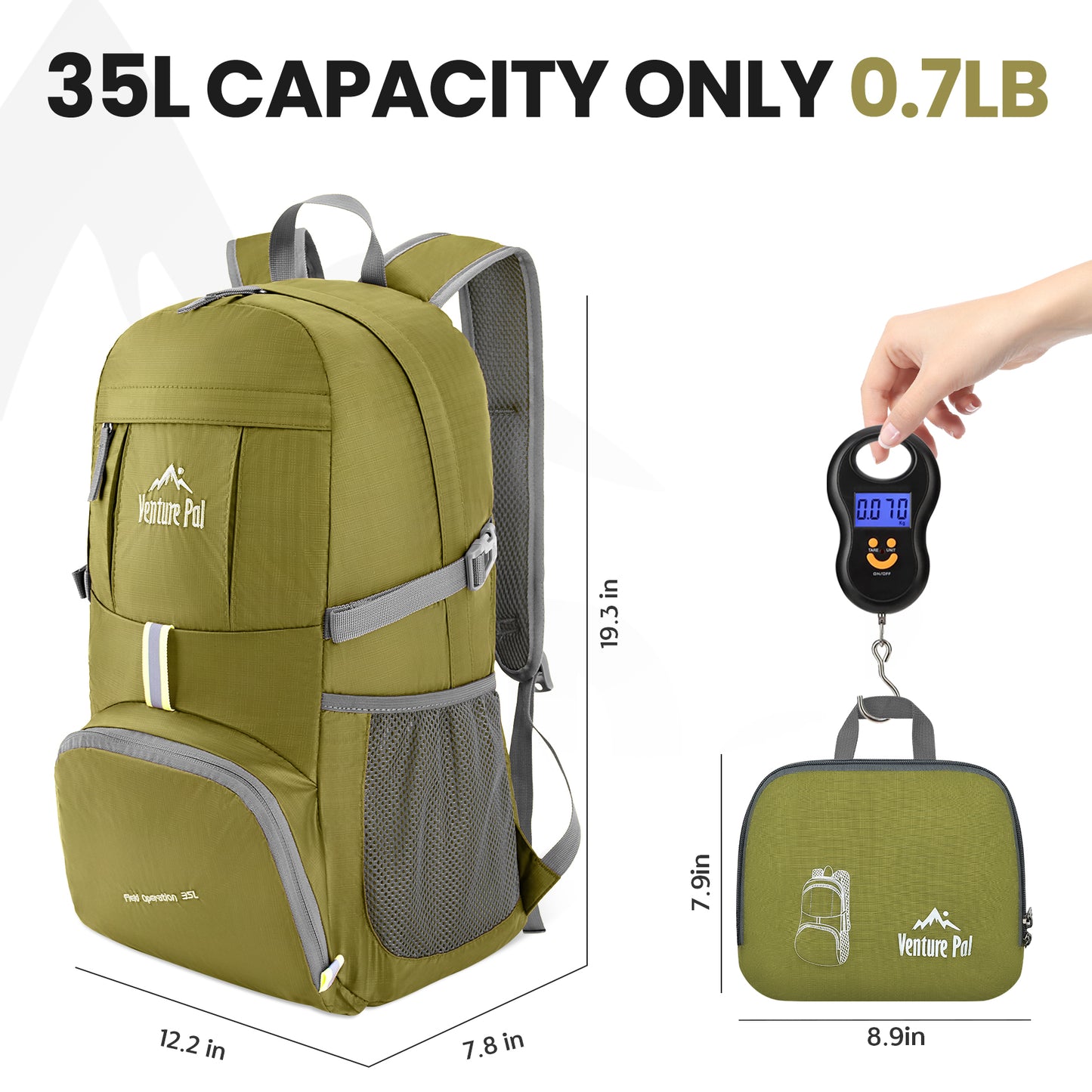 Venture Pal Green 35L Double-Layer Bottom & Shoulder Straps Sports Backpack