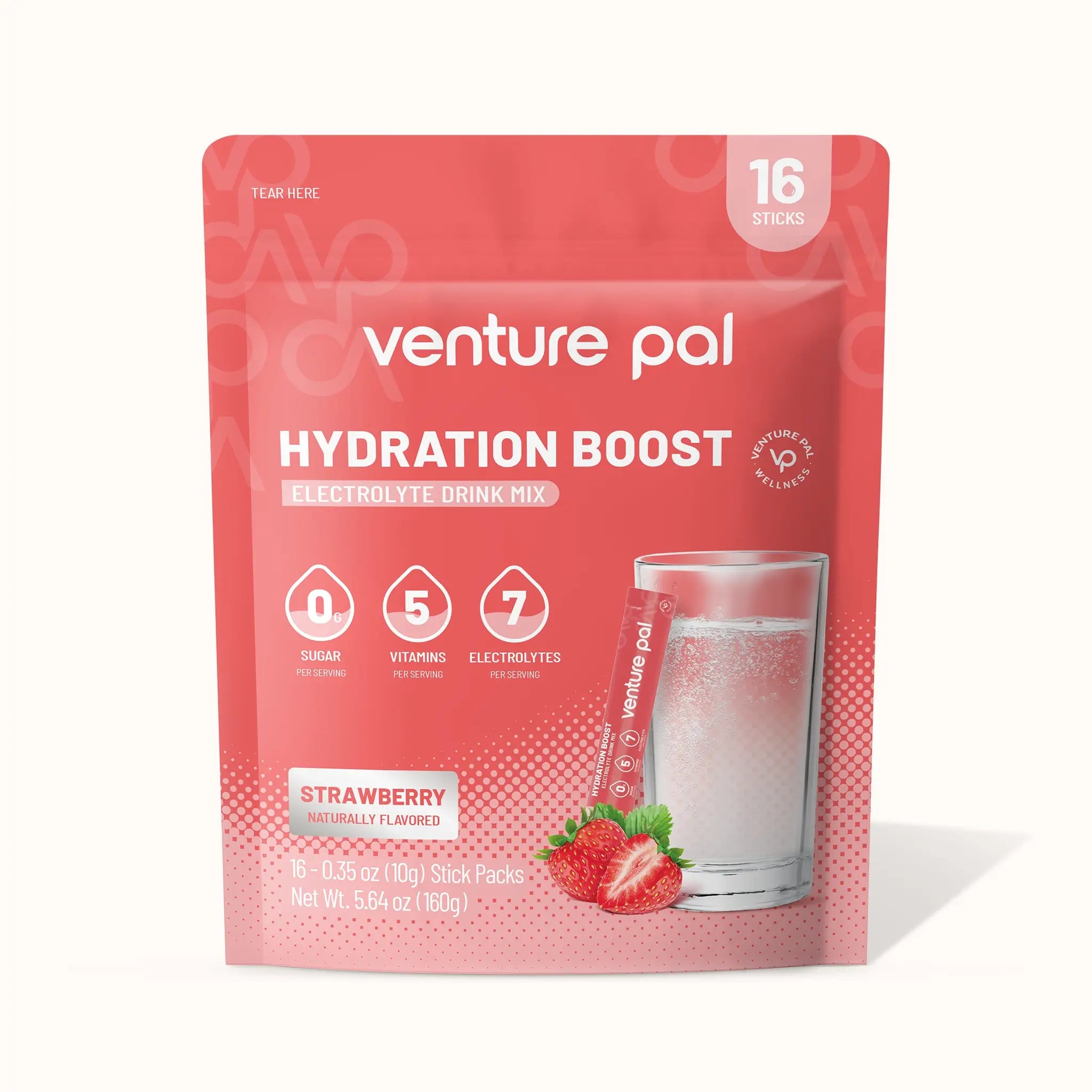 Sugar Free Electrolyte Powder Packets - Strawberry Flavor - 16 Sticks