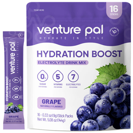 Venture Pal Sugar Free Electrolyte Powder Packets - Grape Flavor - 16 Sticks