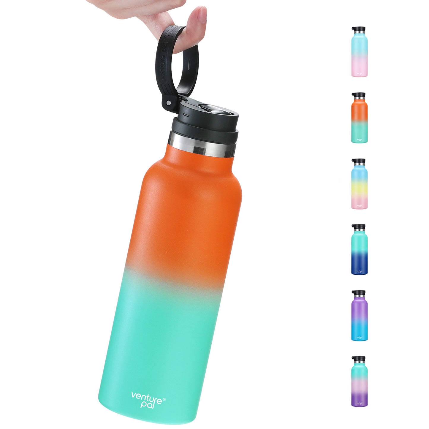 Venture Pal 17oz Vacuum Insulated Water Bottle with Straw Lid & Portable Carrying Handle - Comes with a Complimentary Cleaning Brush and Straw Brush