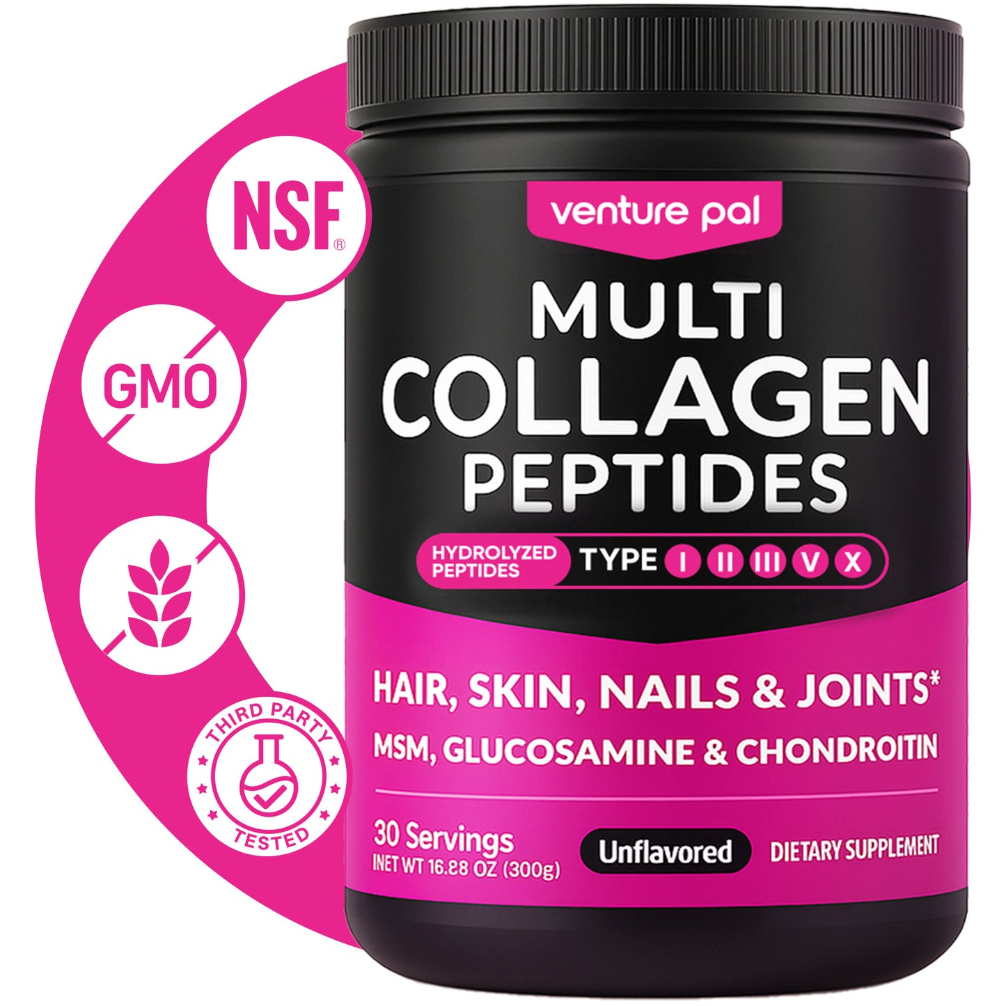 Venture Pal Multi Collagen Powder - Unflavored - 30 Servings