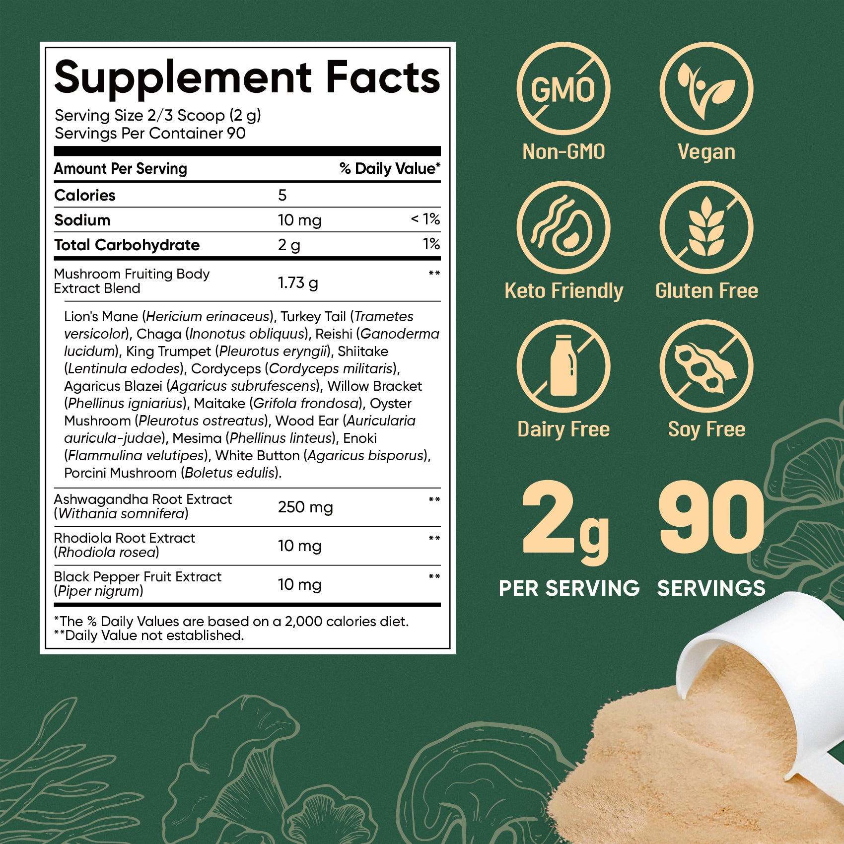 16 Mushroom Adaptogen Powder - 90 Servings