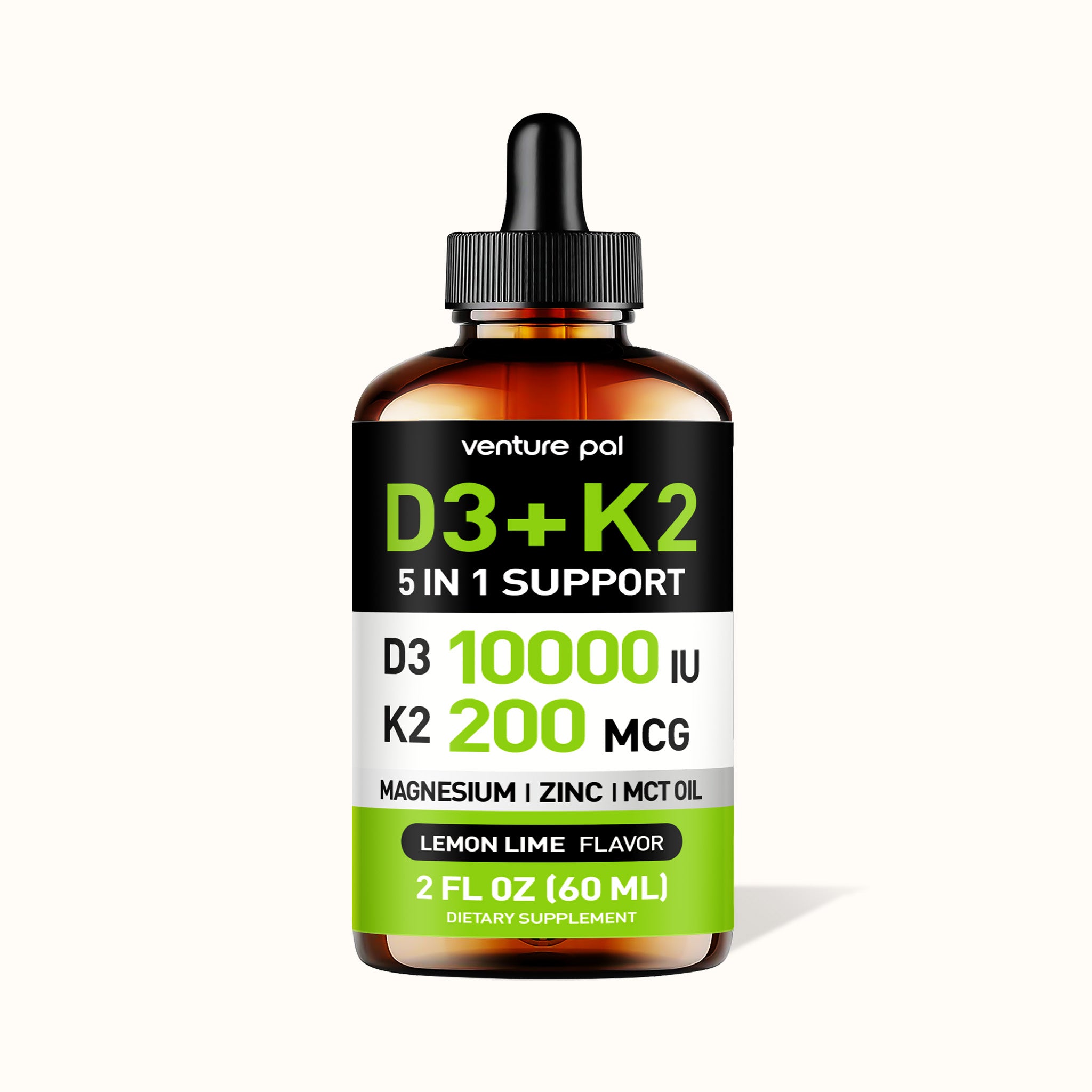Vitamin D3 10000 IU Plus K2 (MK-7) - Lemon Flavor - 200 mcg Liquid Drops
