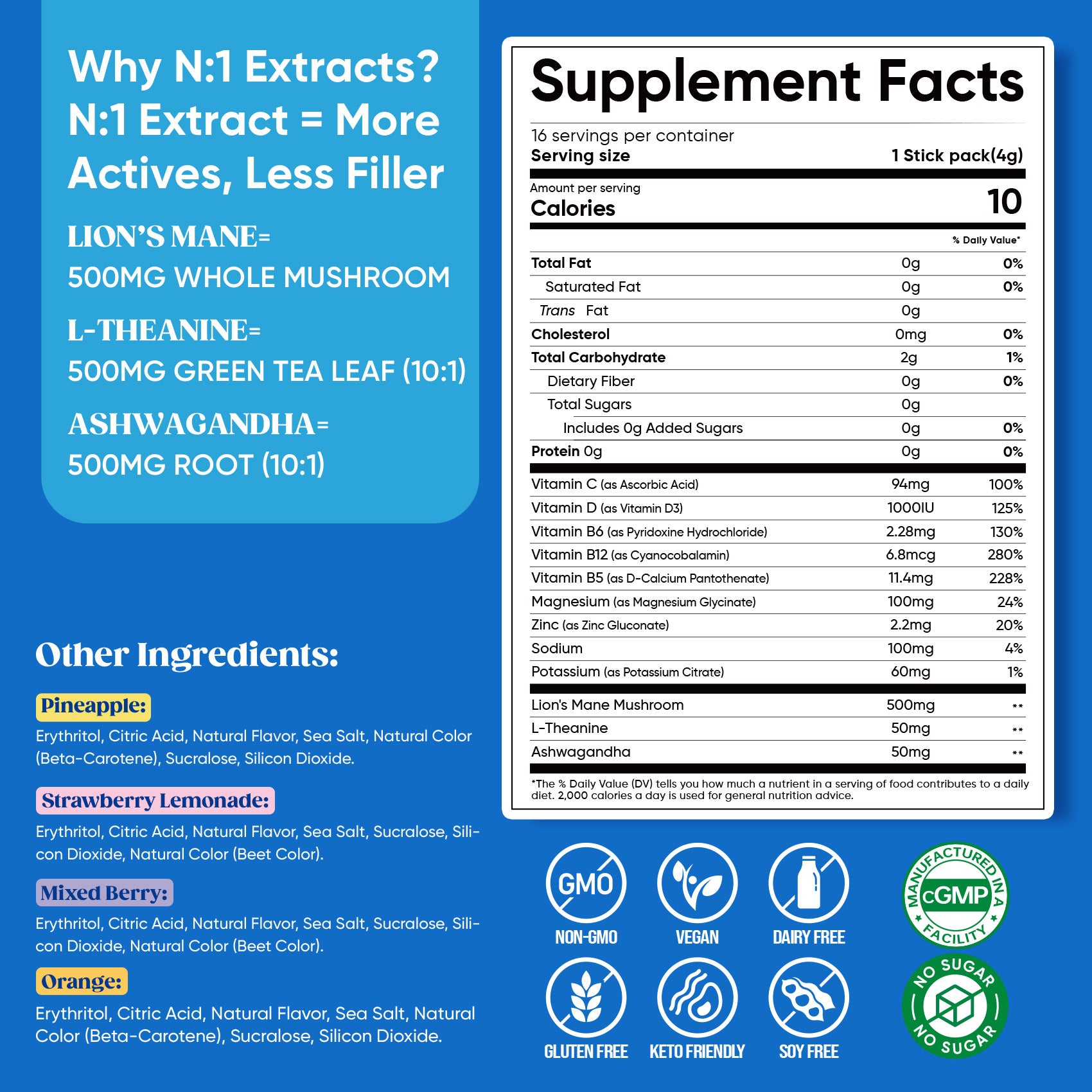 Magnesium Glycinate Powdered Drink Mix - Variety- 16 Sticks