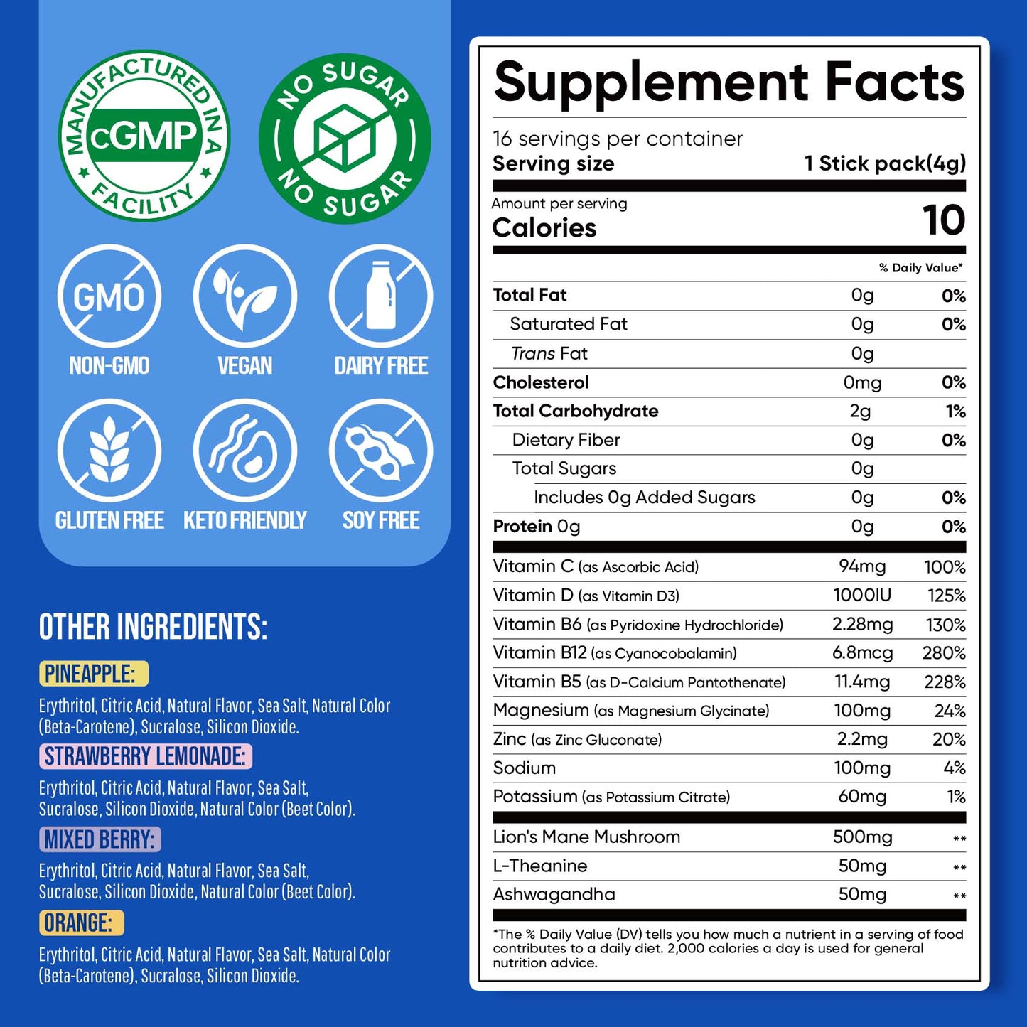 Venture Pal Magnesium Glycinate Powdered Drink Mix - Variety- 16 Sticks