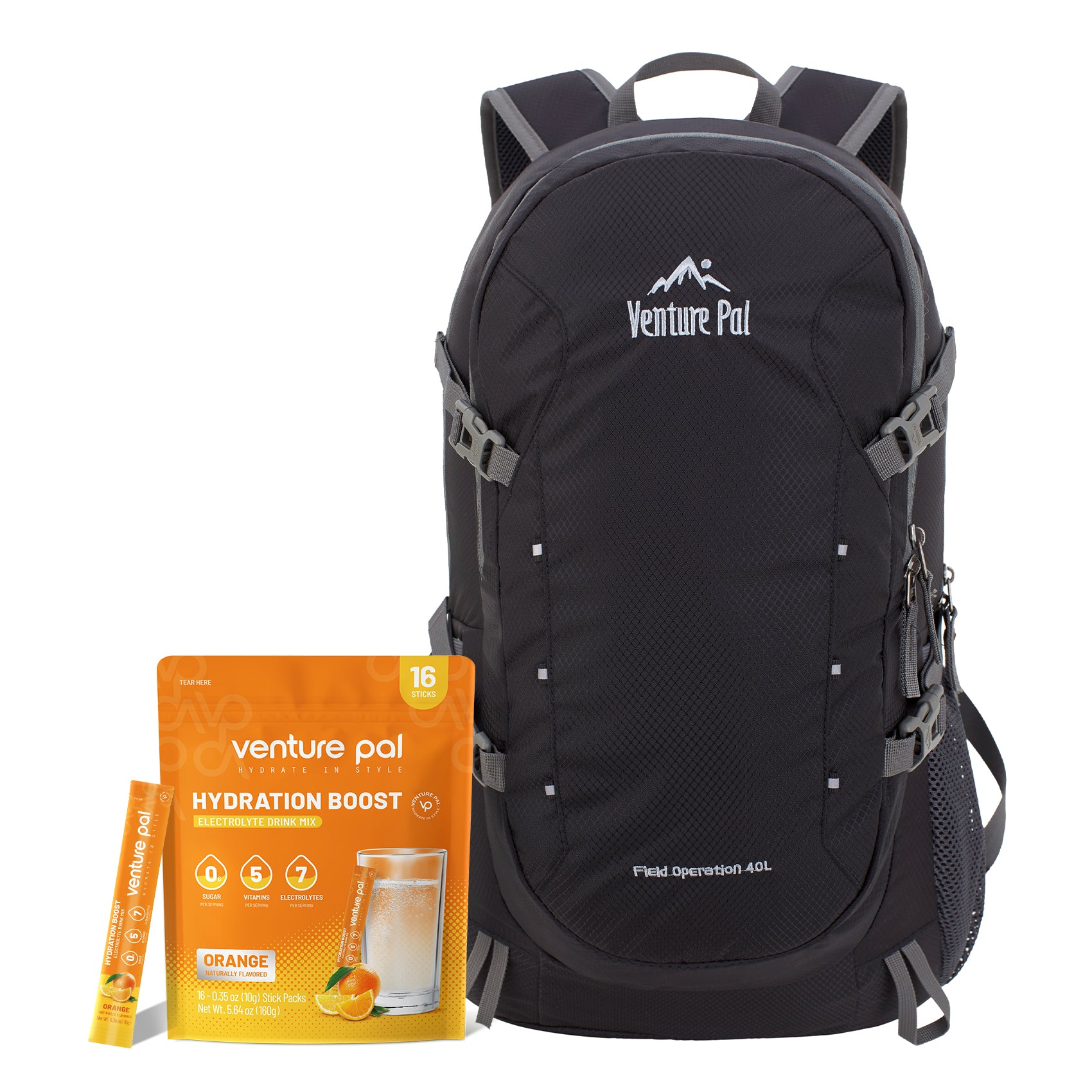 Venture Pal 40L Hiking Backpack and Zero Sugar Electrolyte Powder Orange Flavor
