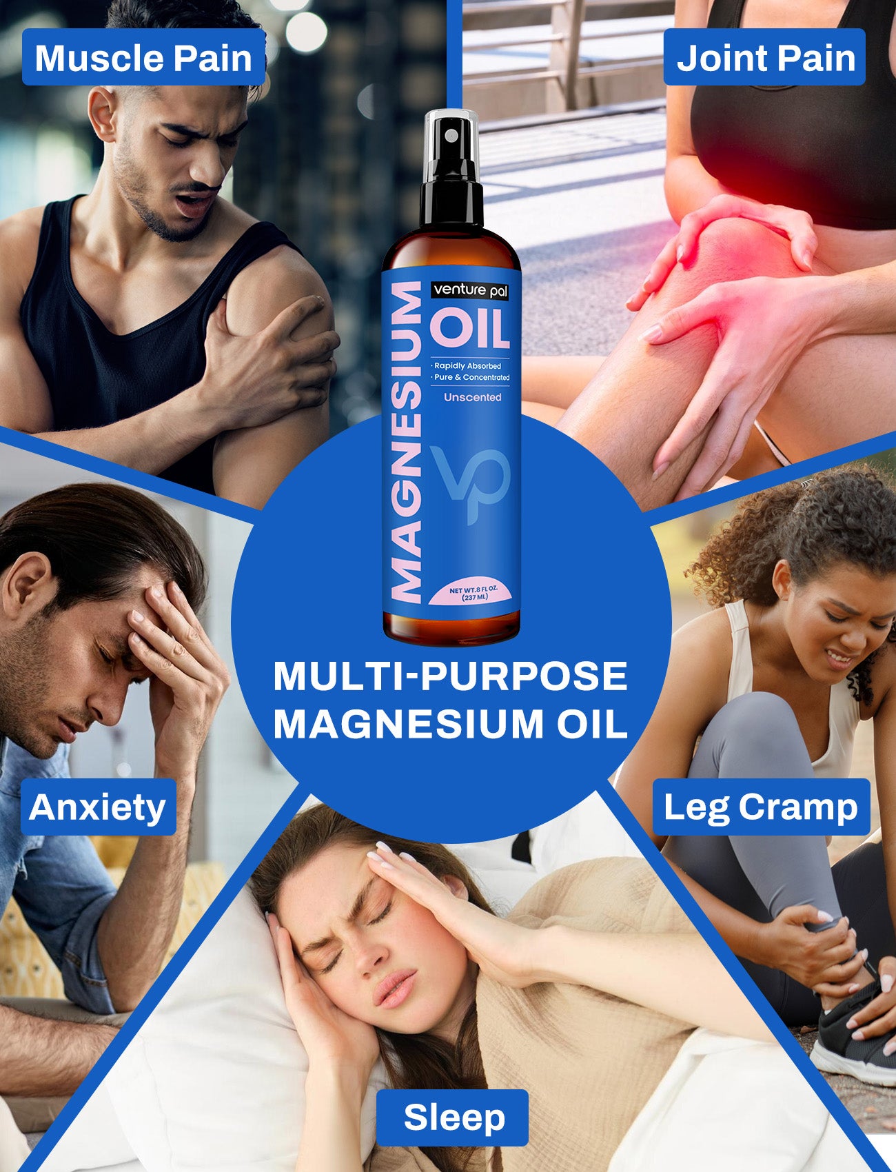 Venture Pal 100% Pure Magnesium Oil Spray - Unflavored - Big 8 oz