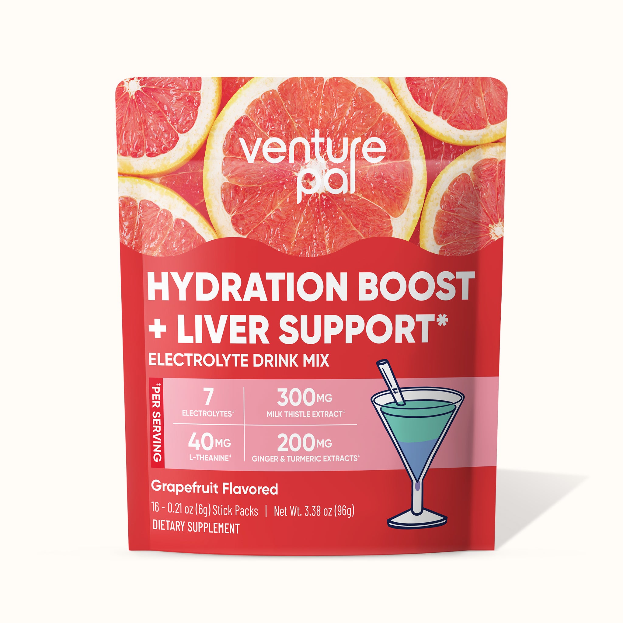 Liver Support Sugar Free Electrolyte Powder Packets - Grapefruit- 12 Sticks