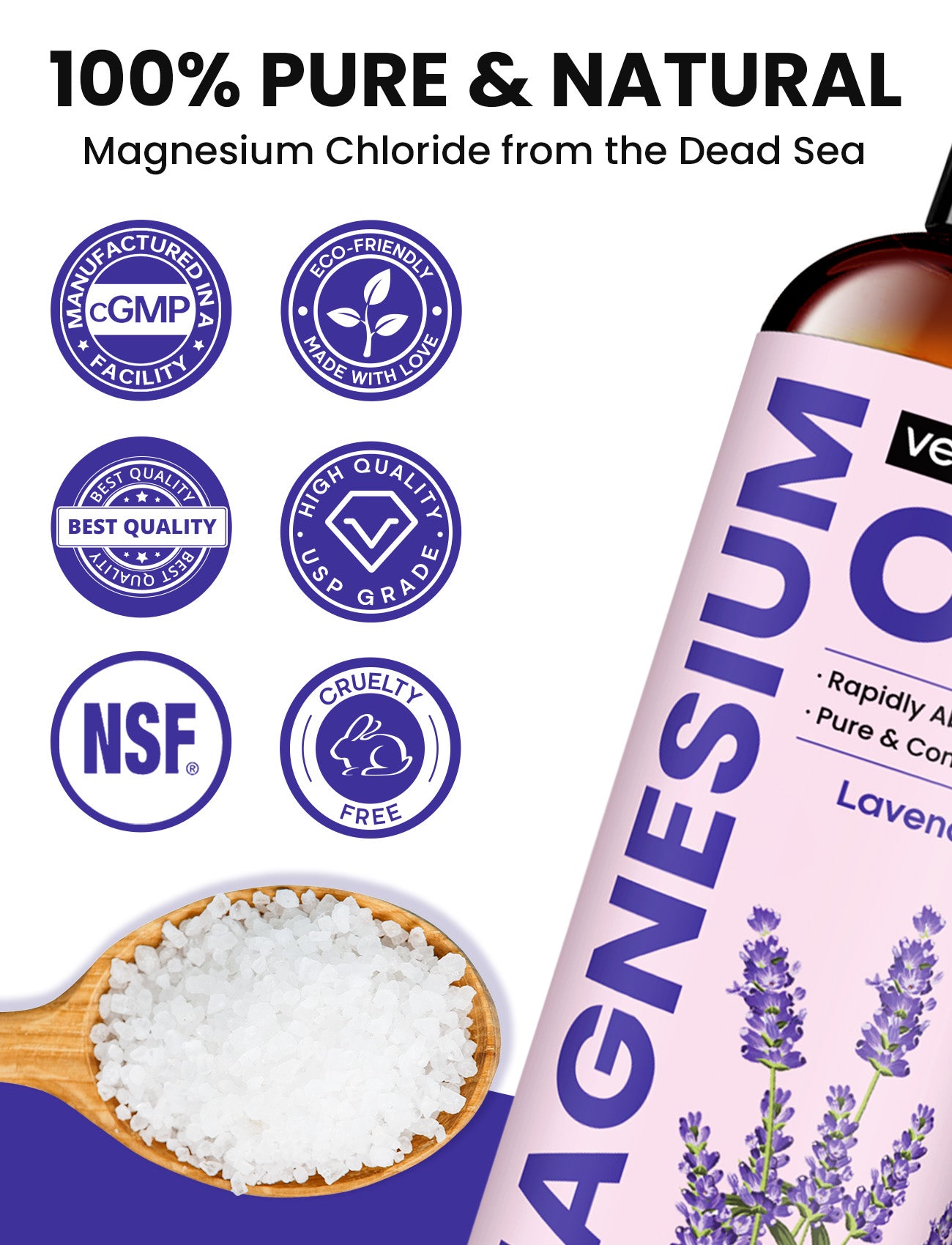 Venture Pal 100% Pure Magnesium Oil Spray - Lavender - Big 8 oz