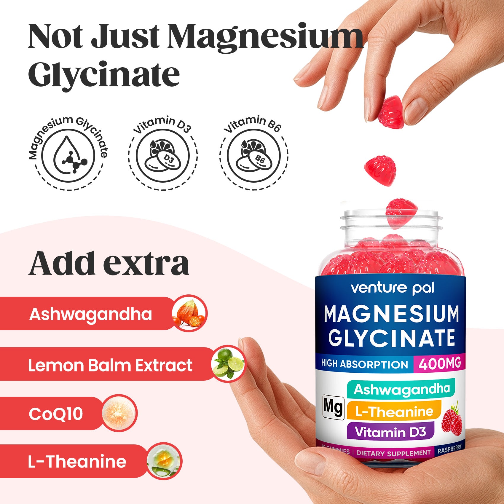 60 Day Supply Magnesium Glycinate Gummies - Raspberry