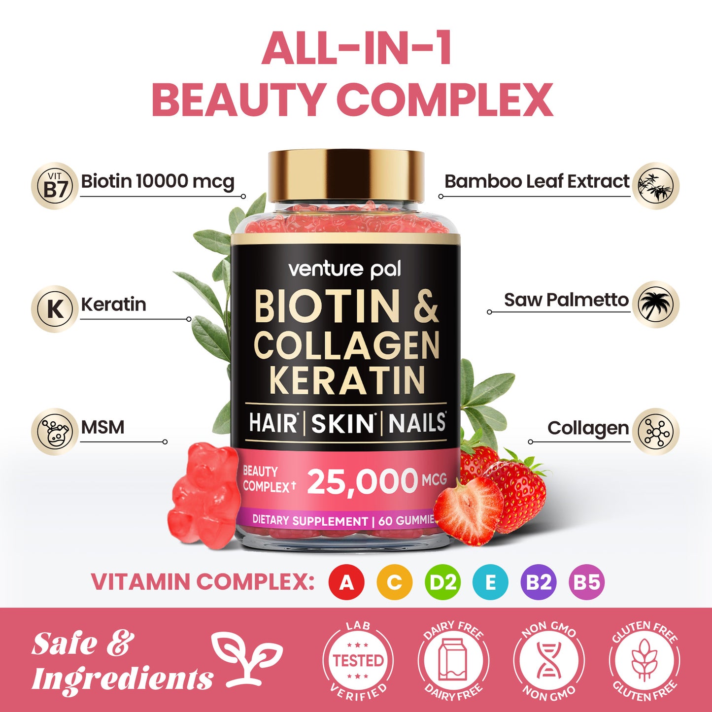 Venture Pal Biotin Gummies – Strawberry