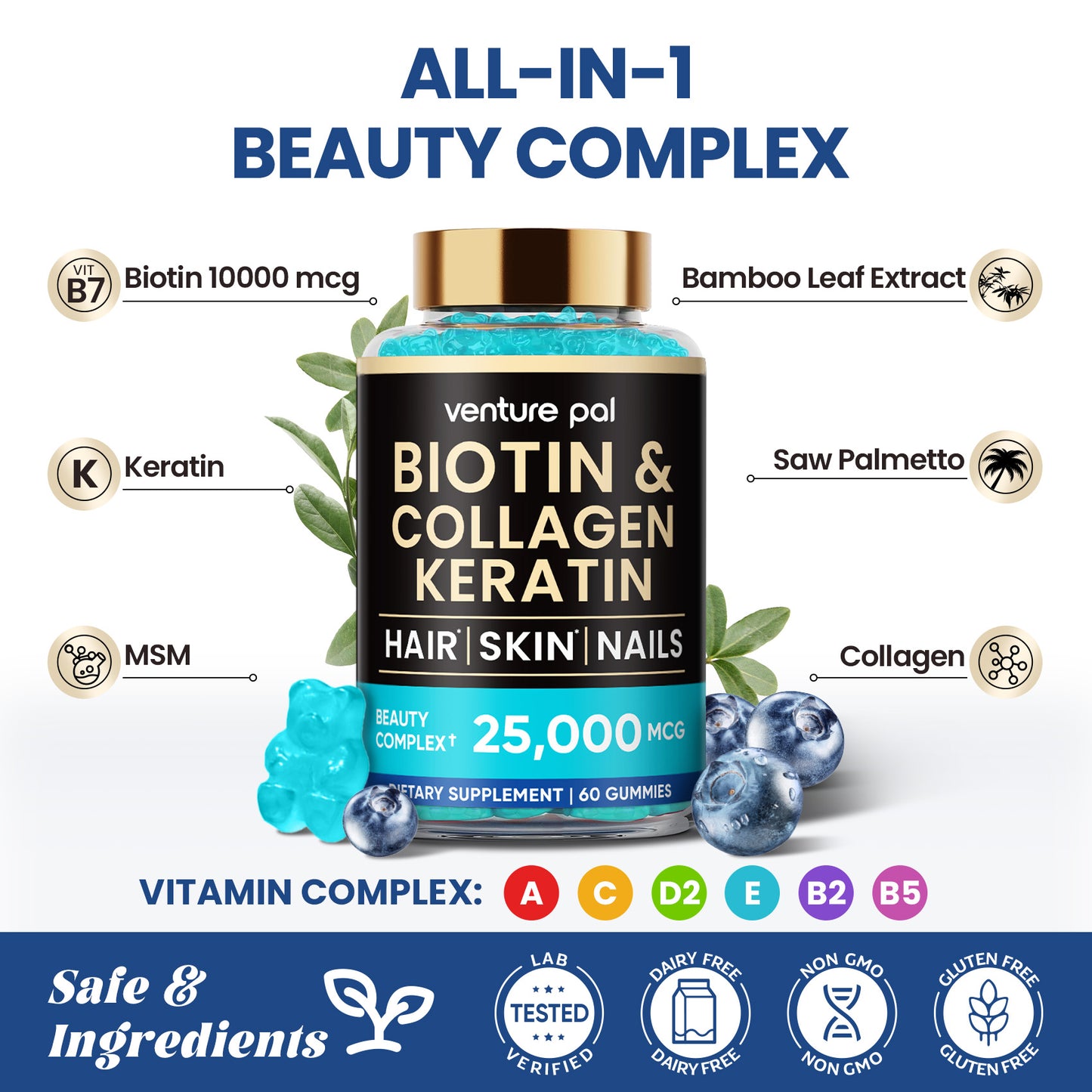 Venture Pal Biotin Gummies – Blueberry