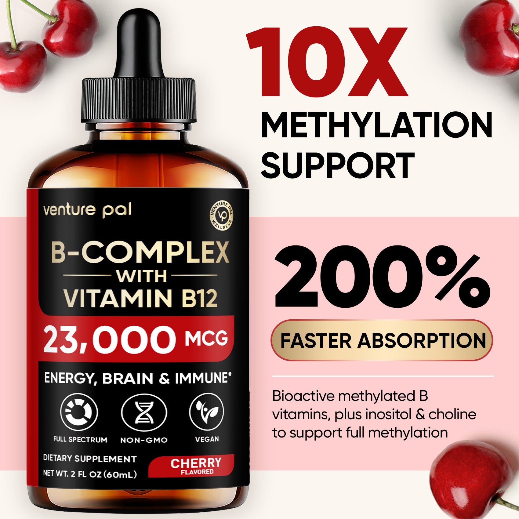 Vitamin B - complex - Cherry - 200 mcg Liquid Drops