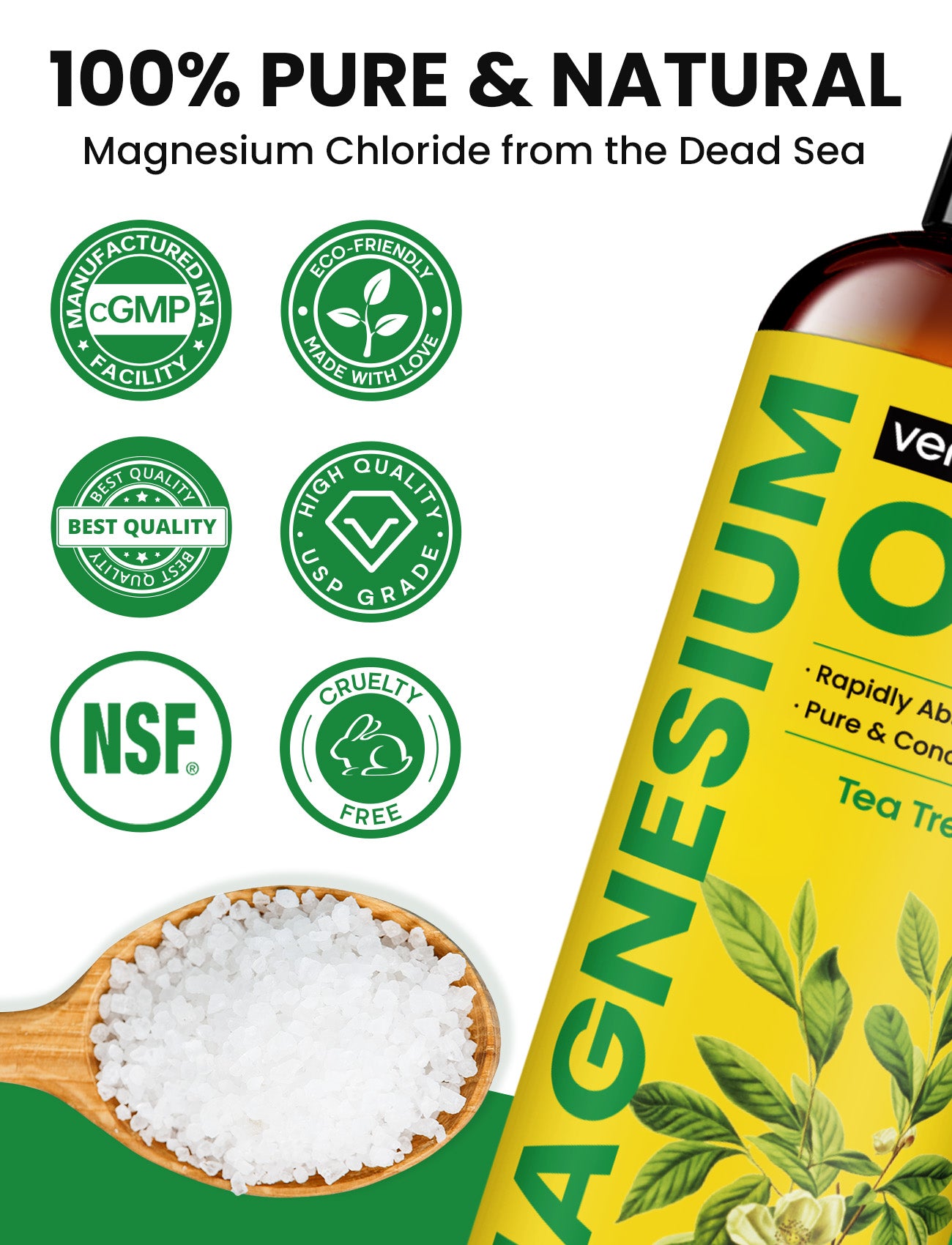 Venture Pal 100% Pure Magnesium Oil Spray - Tea Tree - Big 8 oz