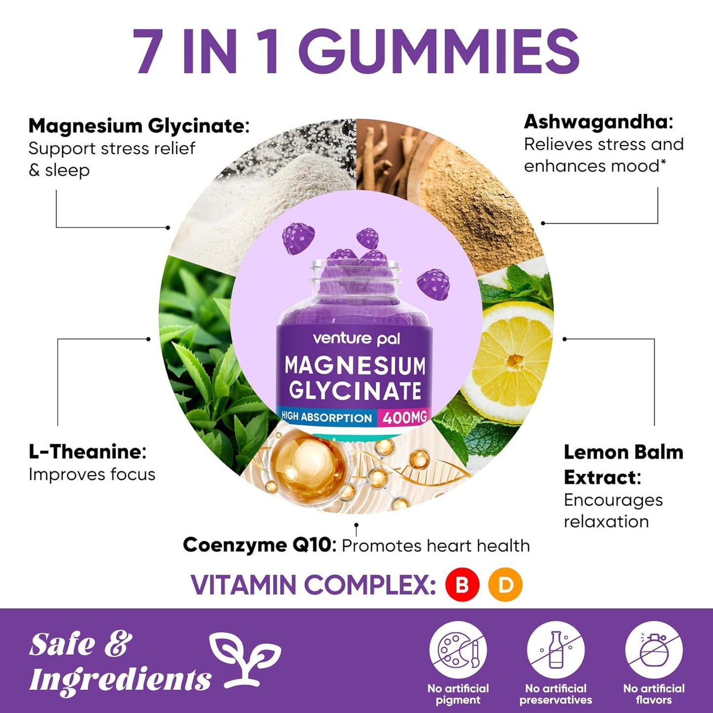 Venture Pal 60 Day Supply Magnesium Glycinate Gummies - Grape