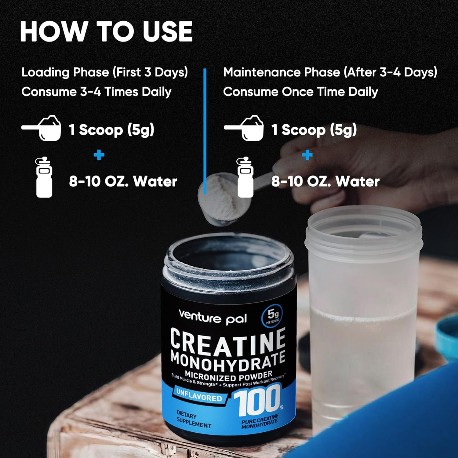 Venture Pal Micronized Creatine Monohydrate Powder – 60 Servings
