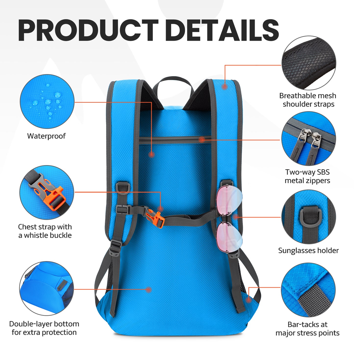 Venture Pal Blue 40L Nylon Backpack with Wet Pocket and Multi Compartment