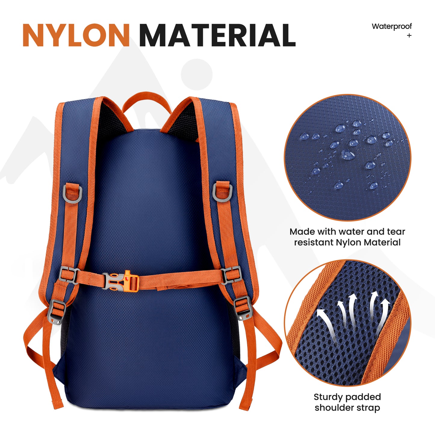 Venture Pal Orange/Navy Blue 35L Double-Layer Bottom & Shoulder Straps Sports Backpack