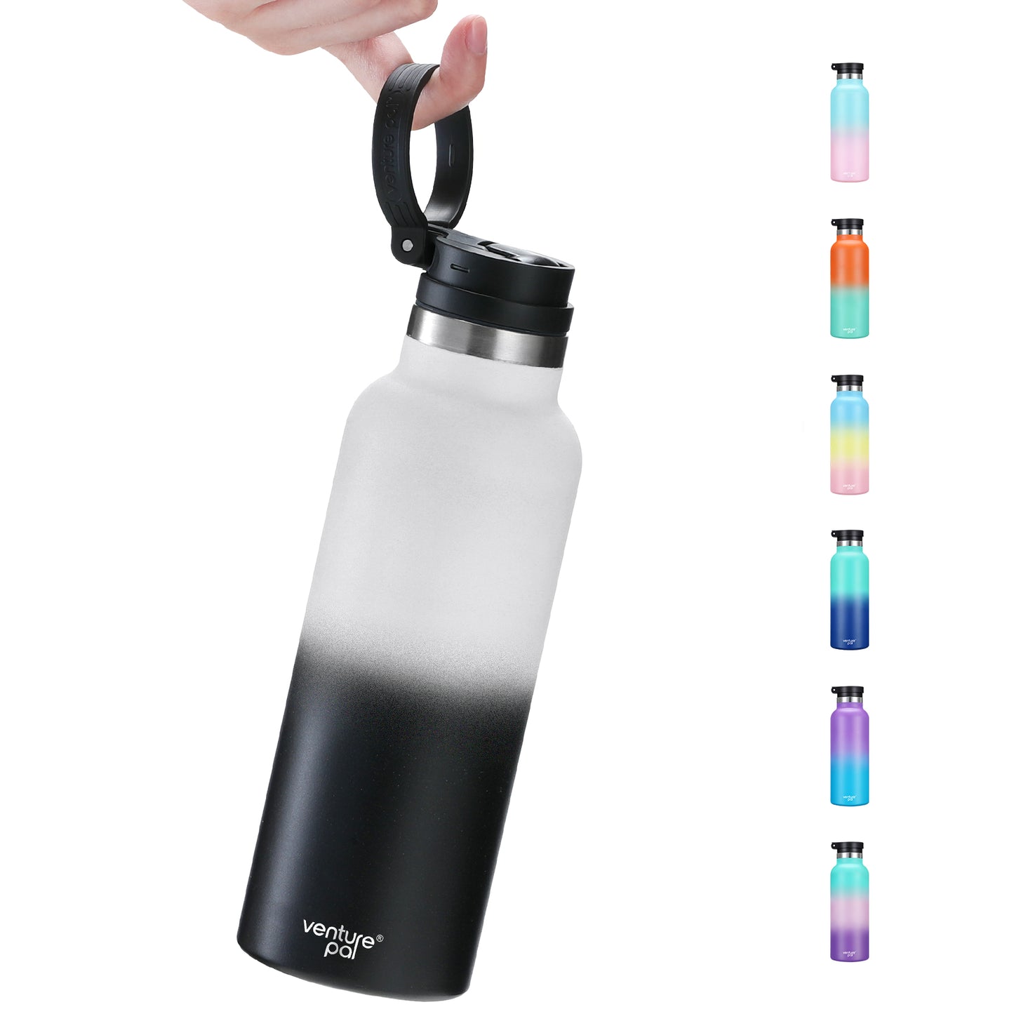 Venture Pal 17oz Vacuum Insulated Water Bottle with Straw Lid & Portable Carrying Handle - Comes with a Complimentary Cleaning Brush and Straw Brush