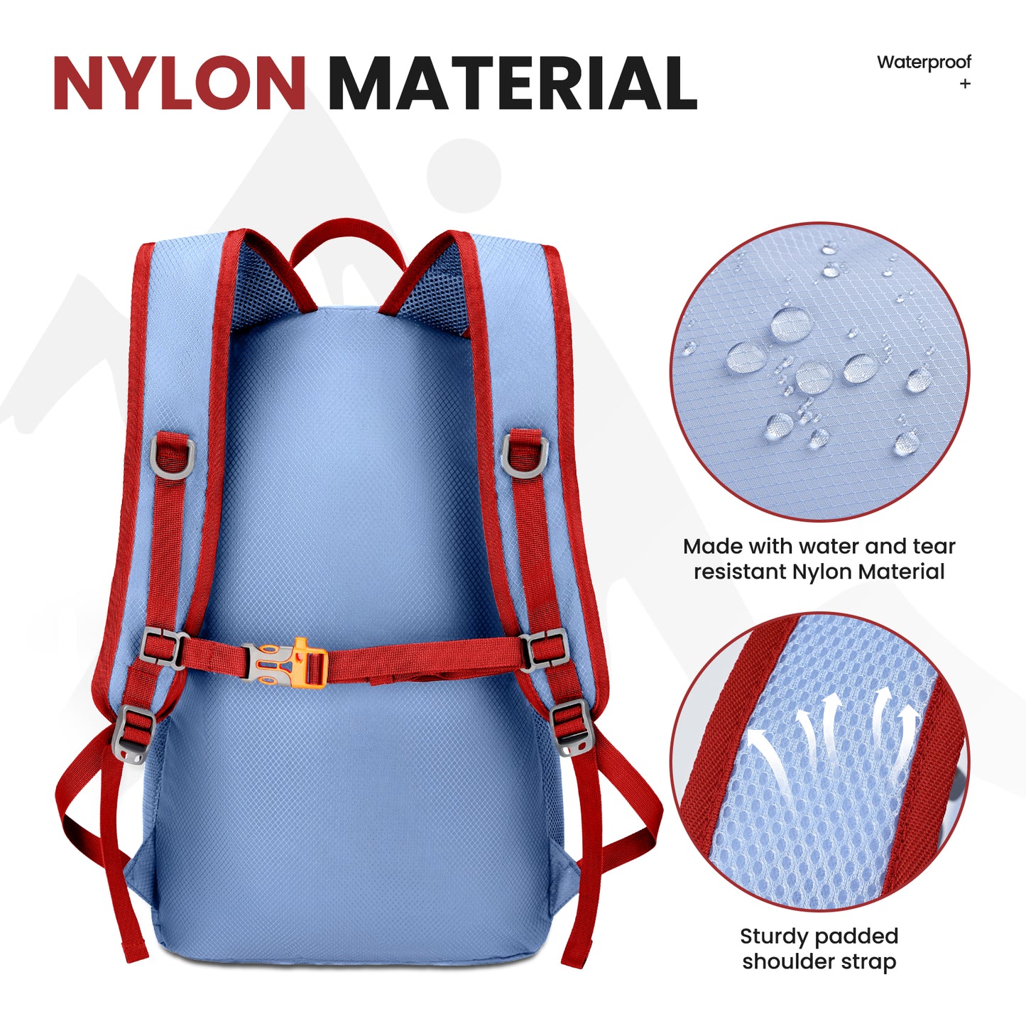 Venture Pal Red/Grey Blue 35L Double-Layer Bottom & Shoulder Straps Sports Backpack