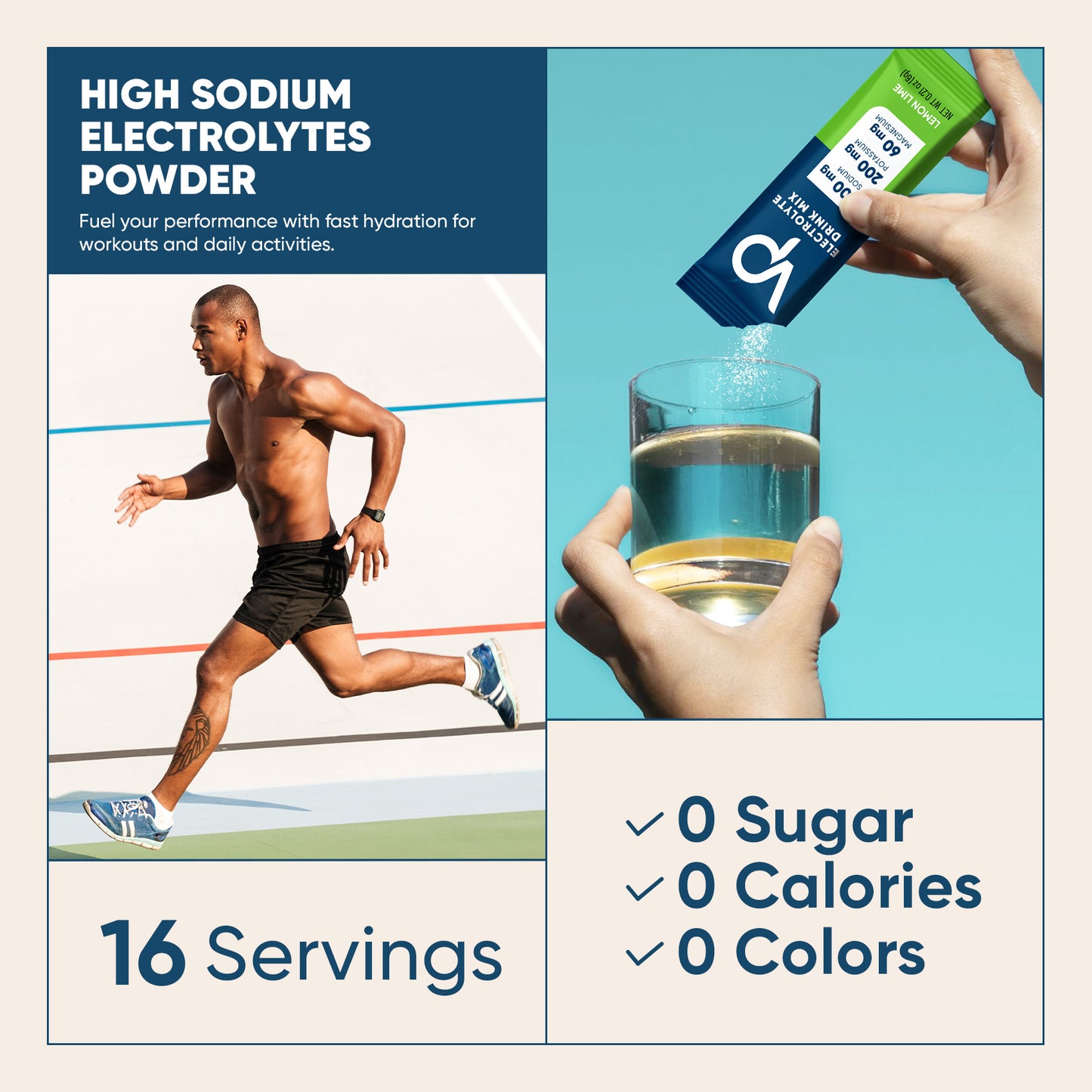 Venture Pal High Sodium Sugar Free Electrolytes Powder Packet - Lemon Lime Salt - 30 Sticks