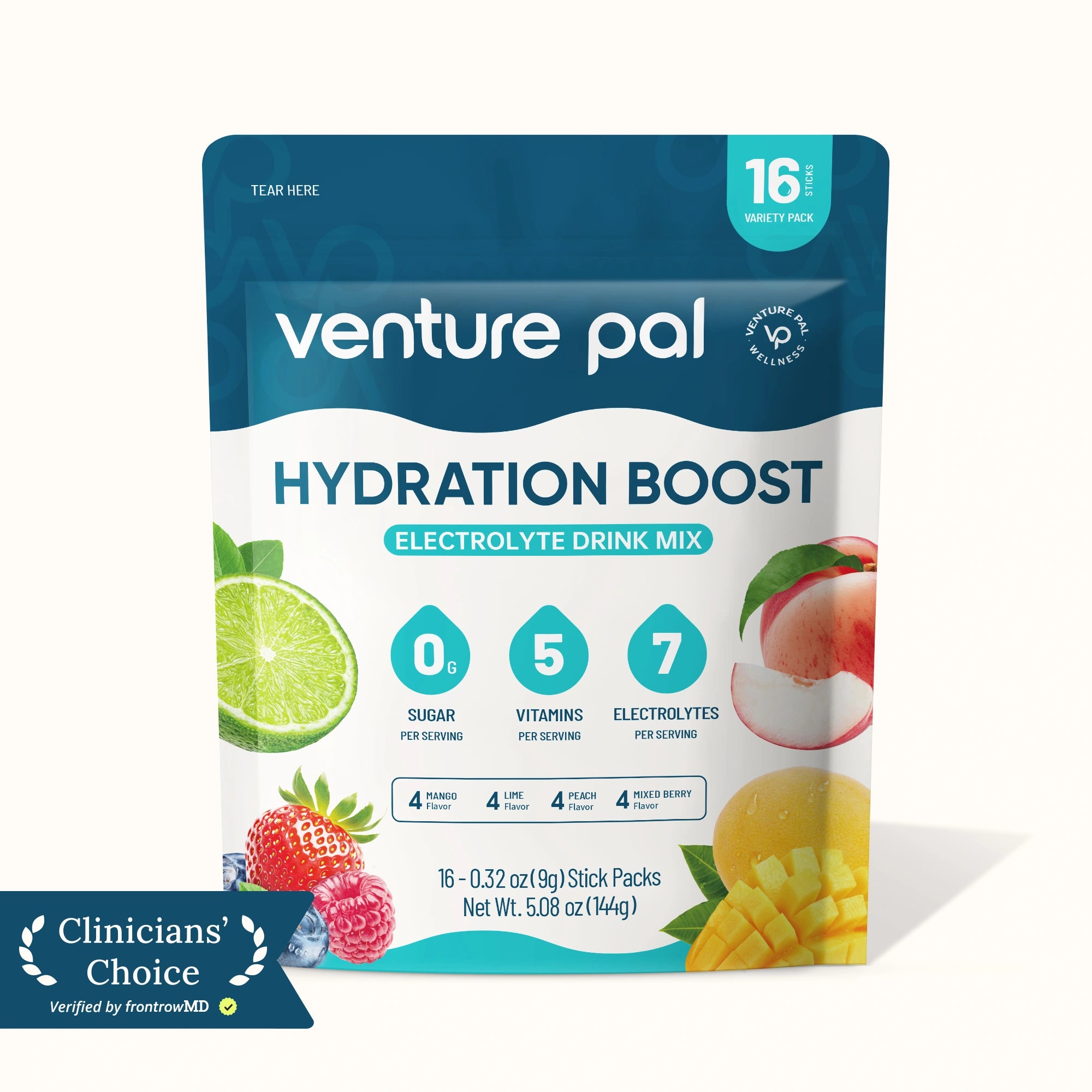 Sugar Free Electrolyte Powder Packets - Exotic Variety Pack - 16 Sticks