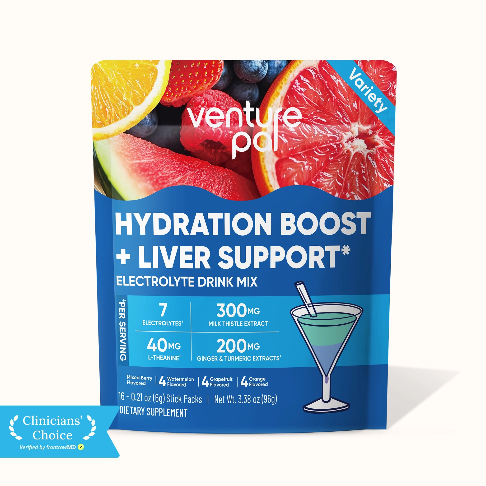 Liver Support Sugar Free Electrolyte Powder Packets - Variety- 16 Sticks