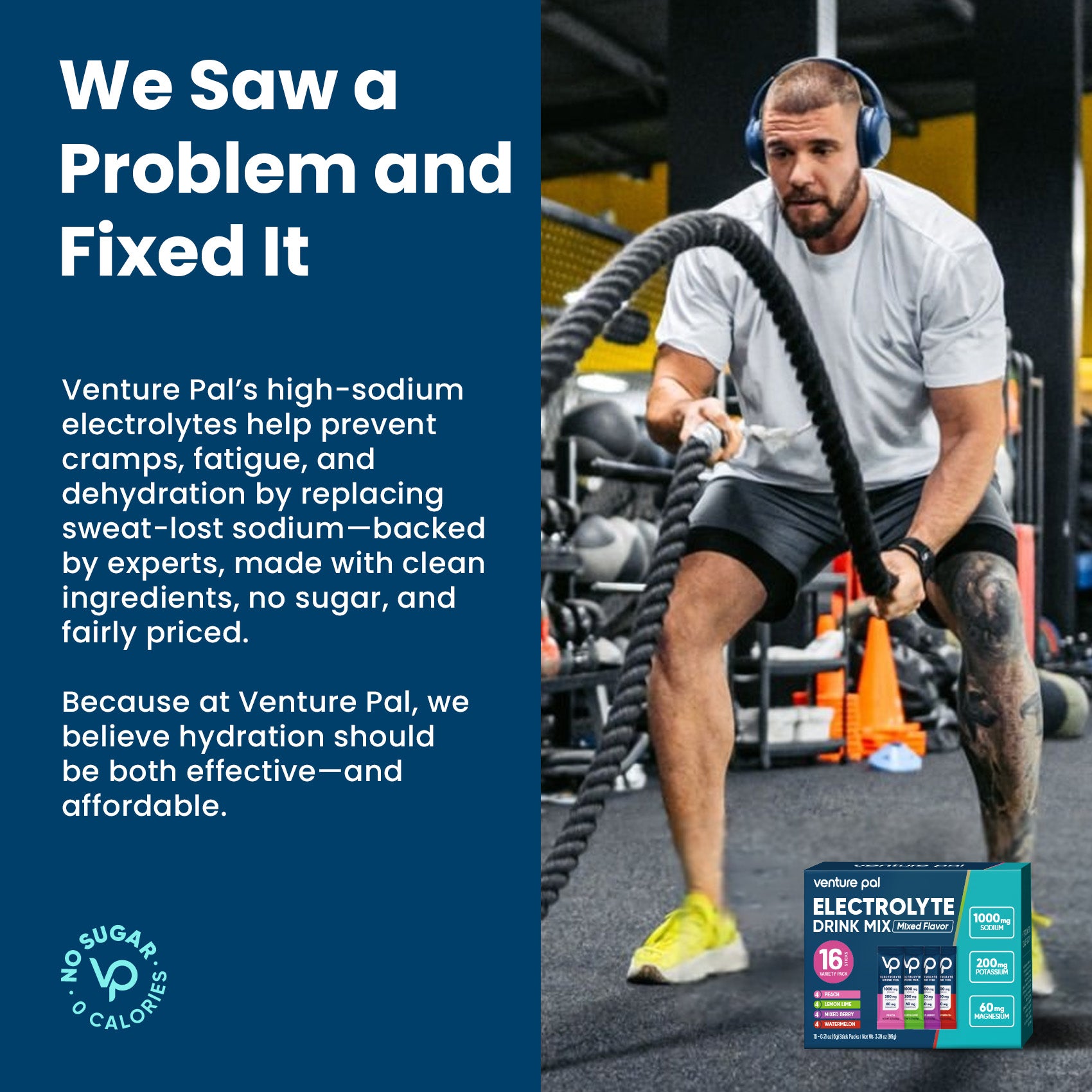 High Sodium Sugar-Free Electrolyte Powder Packets - 16 Sticks