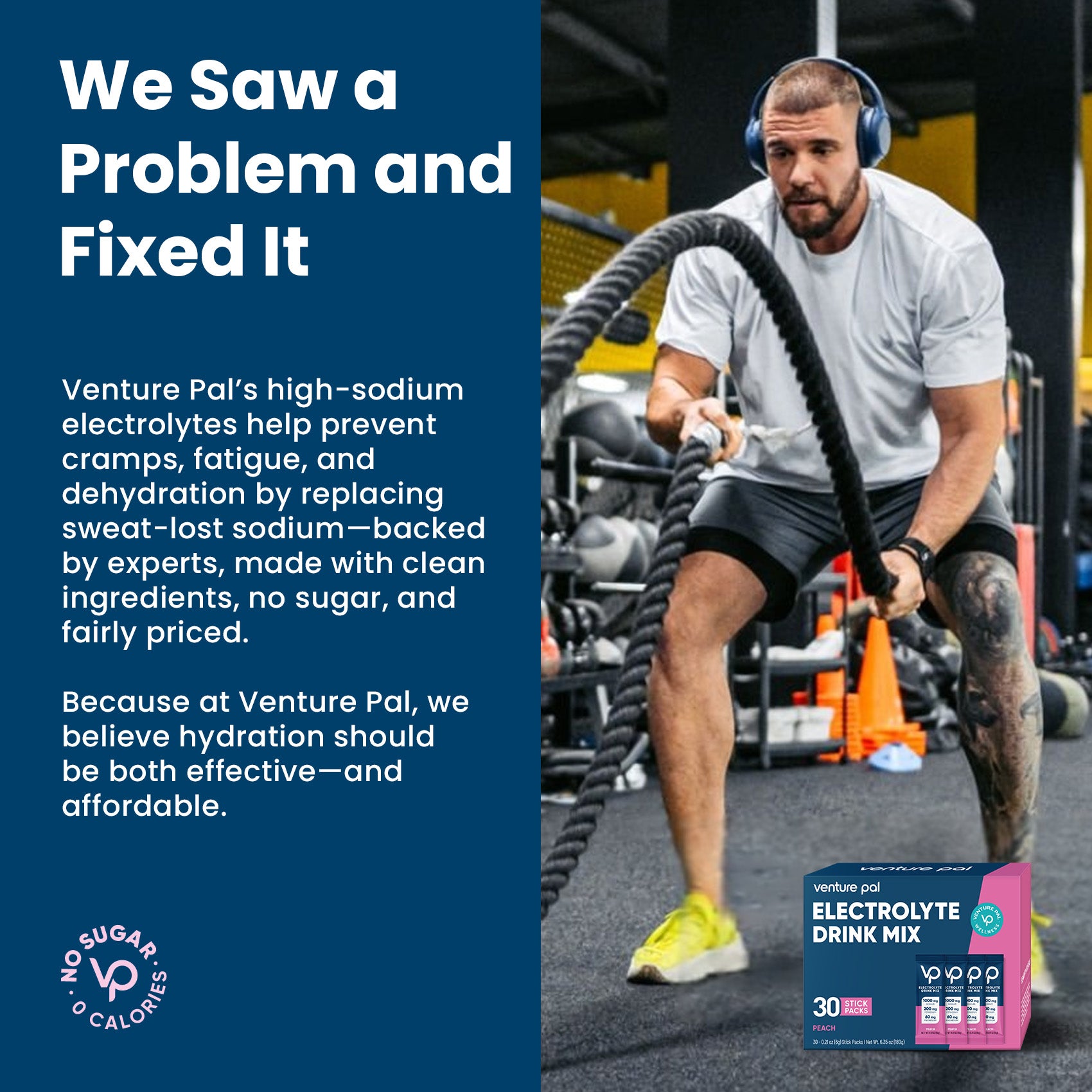 High Sodium Sugar Free Electrolytes Powder Packet -Peach Salt - 30 Sticks