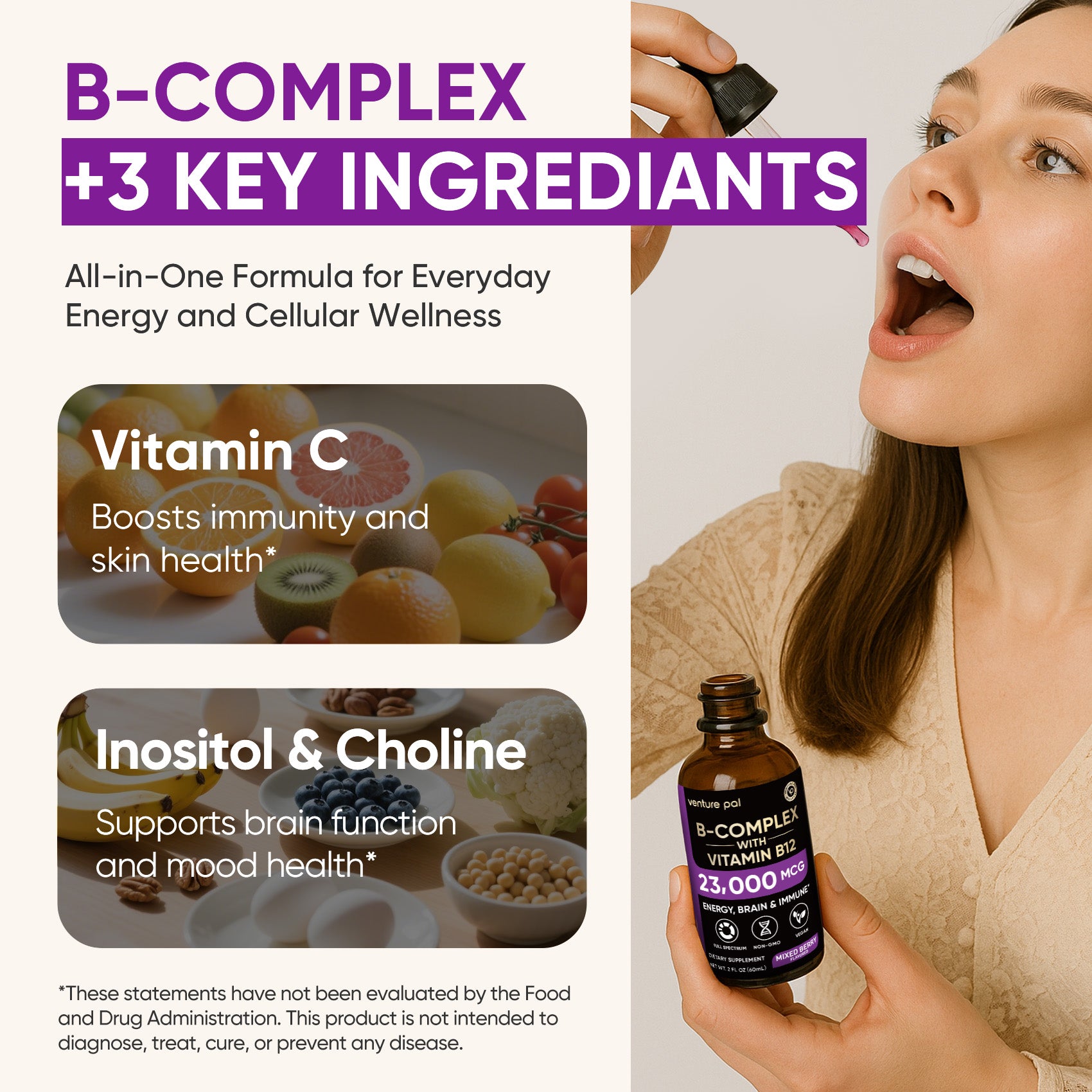 Vitamin B - complex - Mixed Berry - 200 mcg Liquid Drops