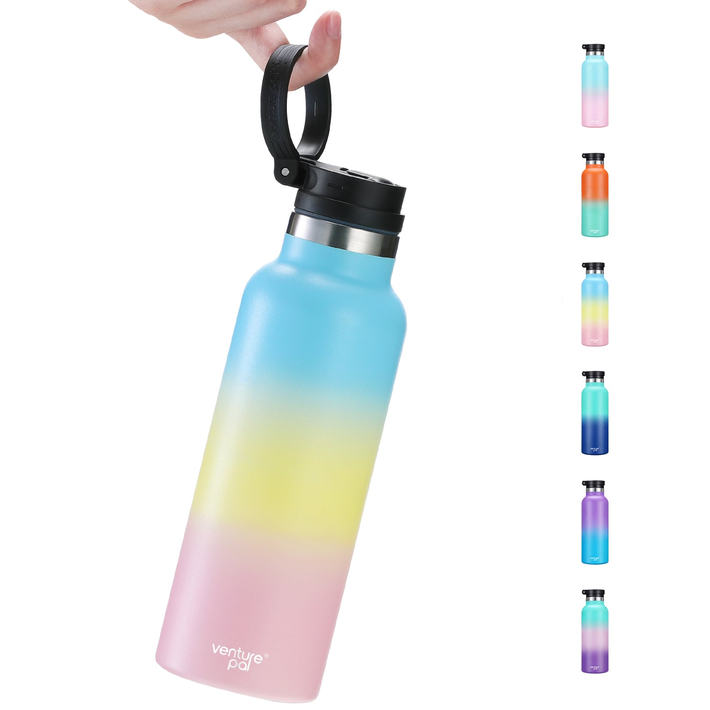 Venture Pal 17oz Vacuum Insulated Water Bottle with Straw Lid & Portable Carrying Handle - Comes with a Complimentary Cleaning Brush and Straw Brush