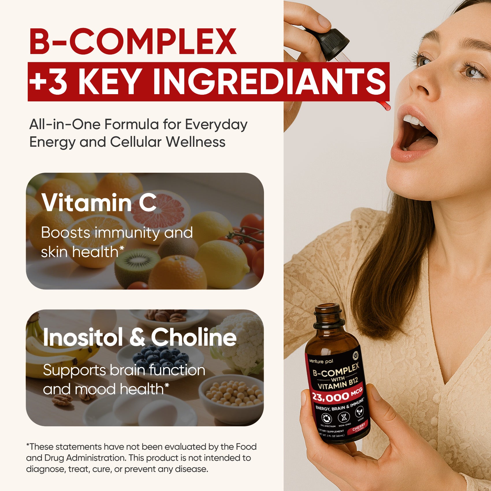Vitamin B - complex - Cherry - 200 mcg Liquid Drops
