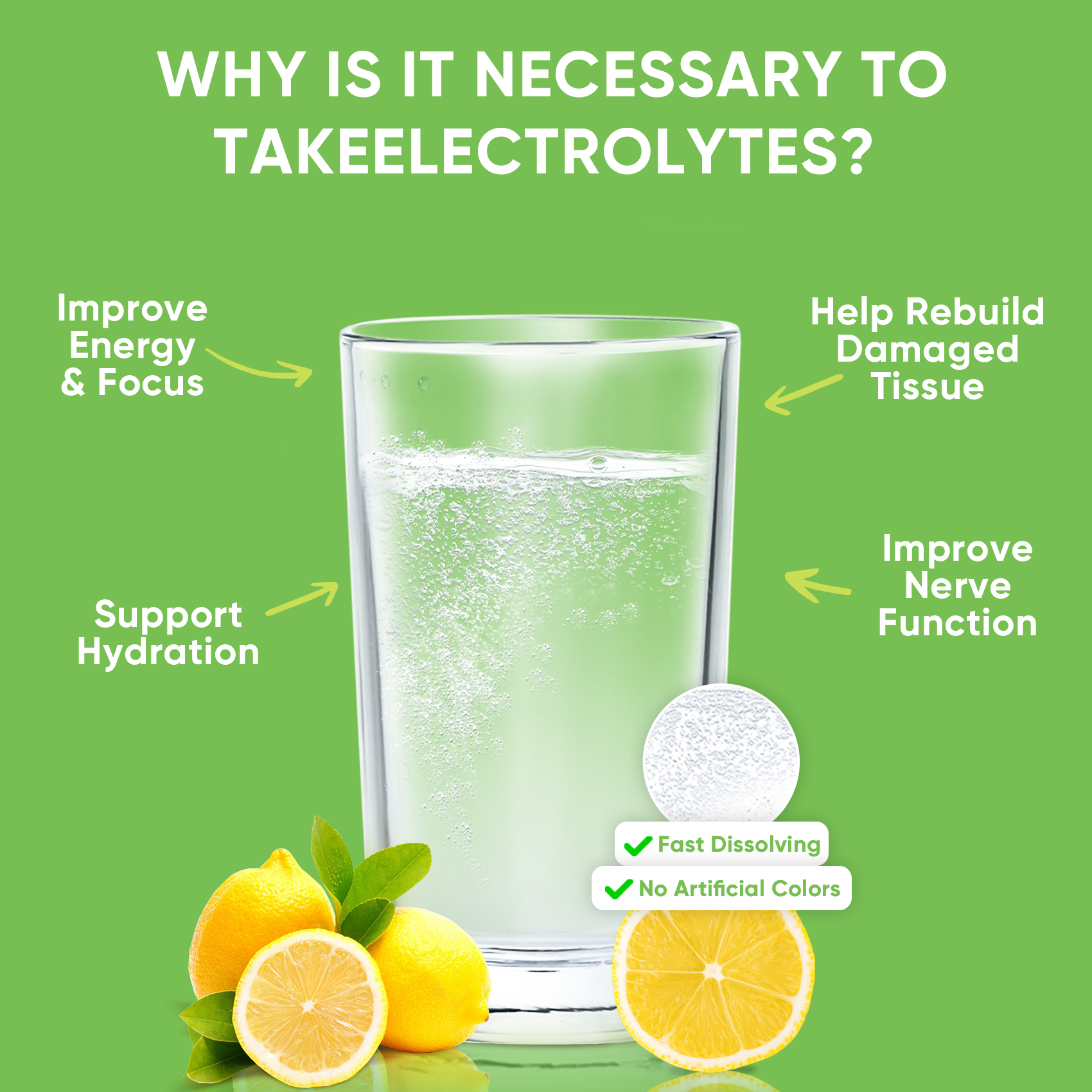 Sugar Free Electrolyte Powder Packets - Lemon Flavor - 16 Sticks