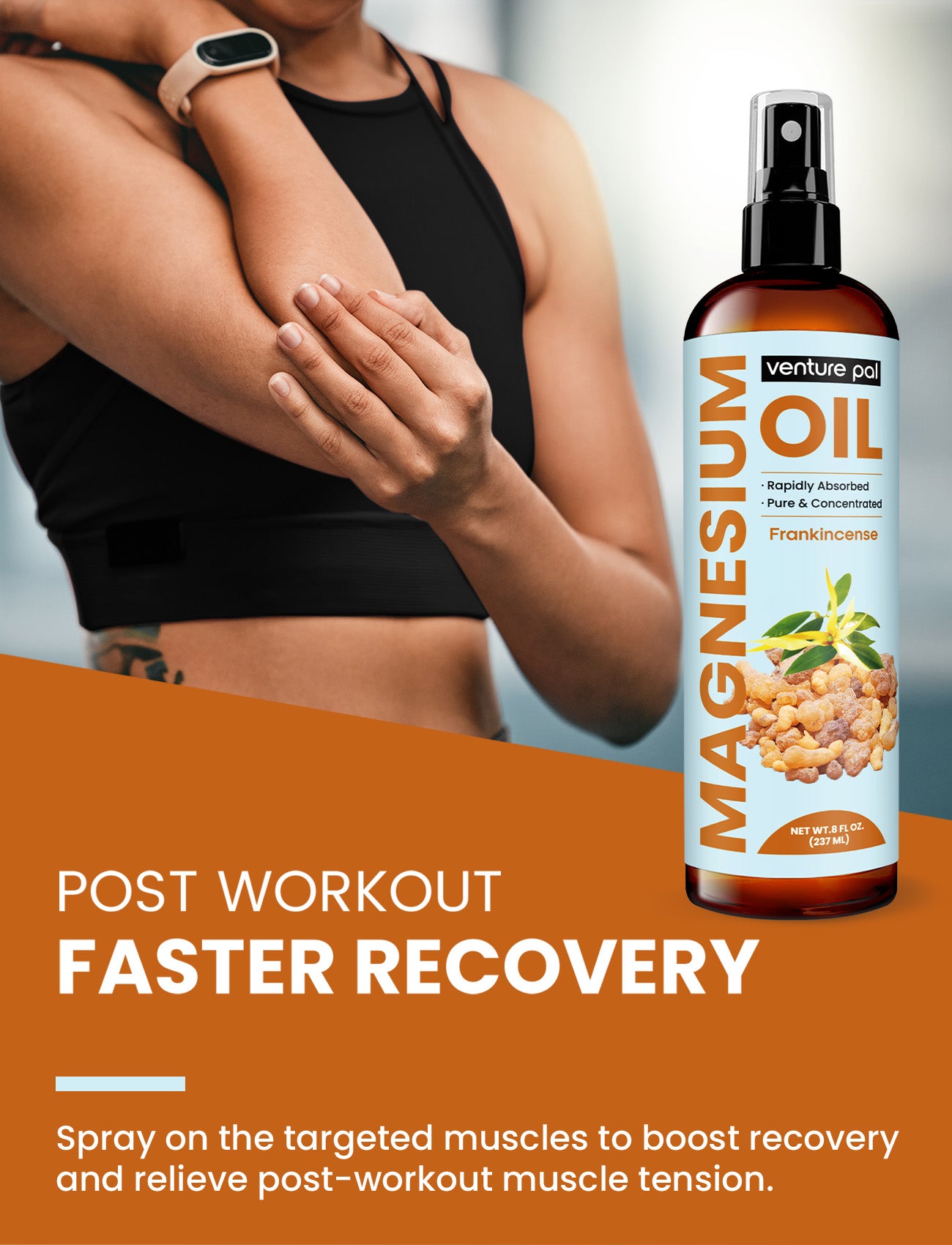 Venture Pal 100% Pure Magnesium Oil Spray - Frankincense - Big 8 oz