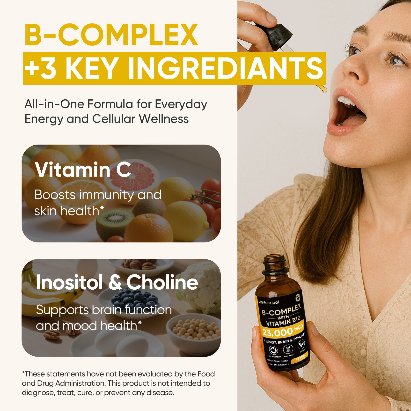 Vitamin B - complex -Lemon - 200 mcg Liquid Drops