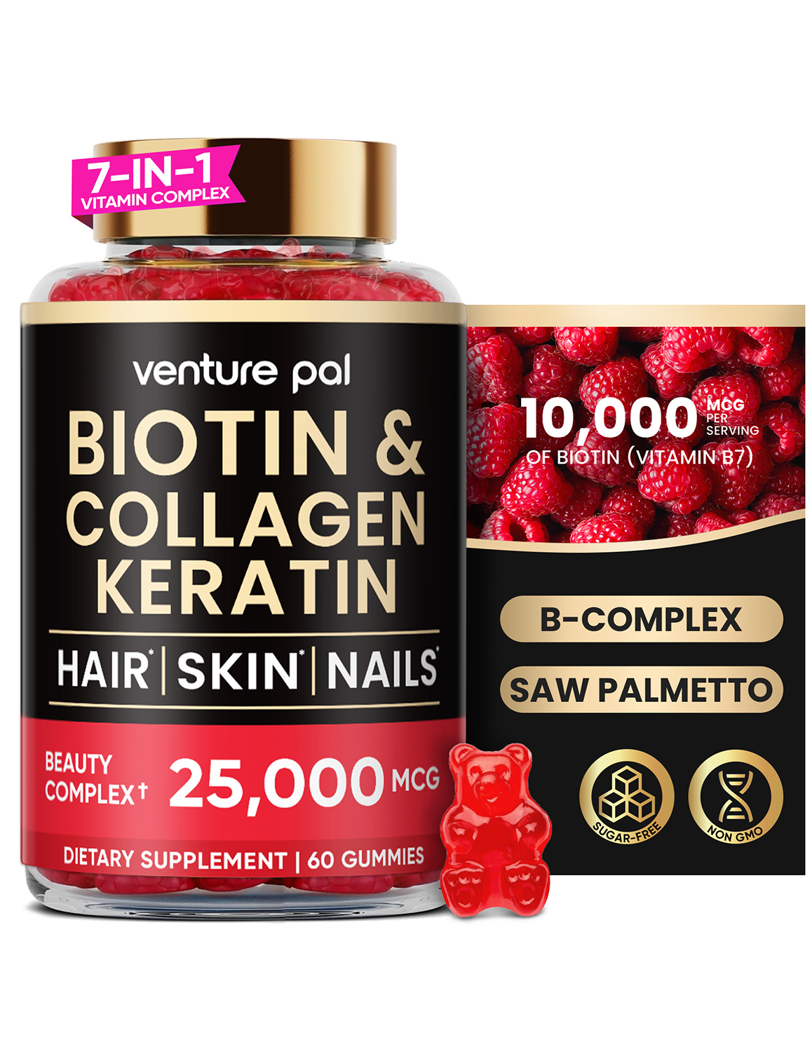Venture Pal Biotin Gummies – Raspberry