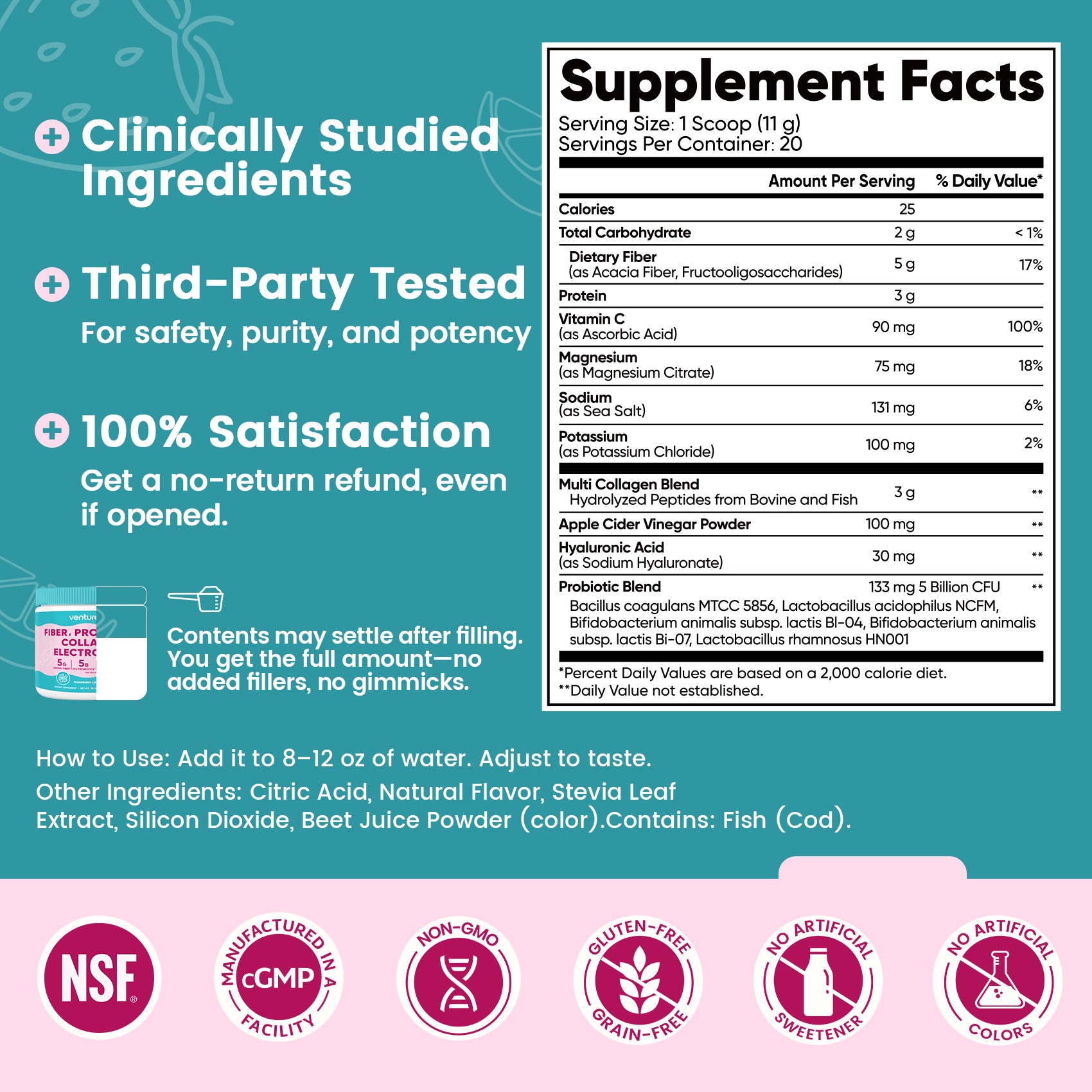 4-in-1 Fiber Supplement - Strawberry Lemonade