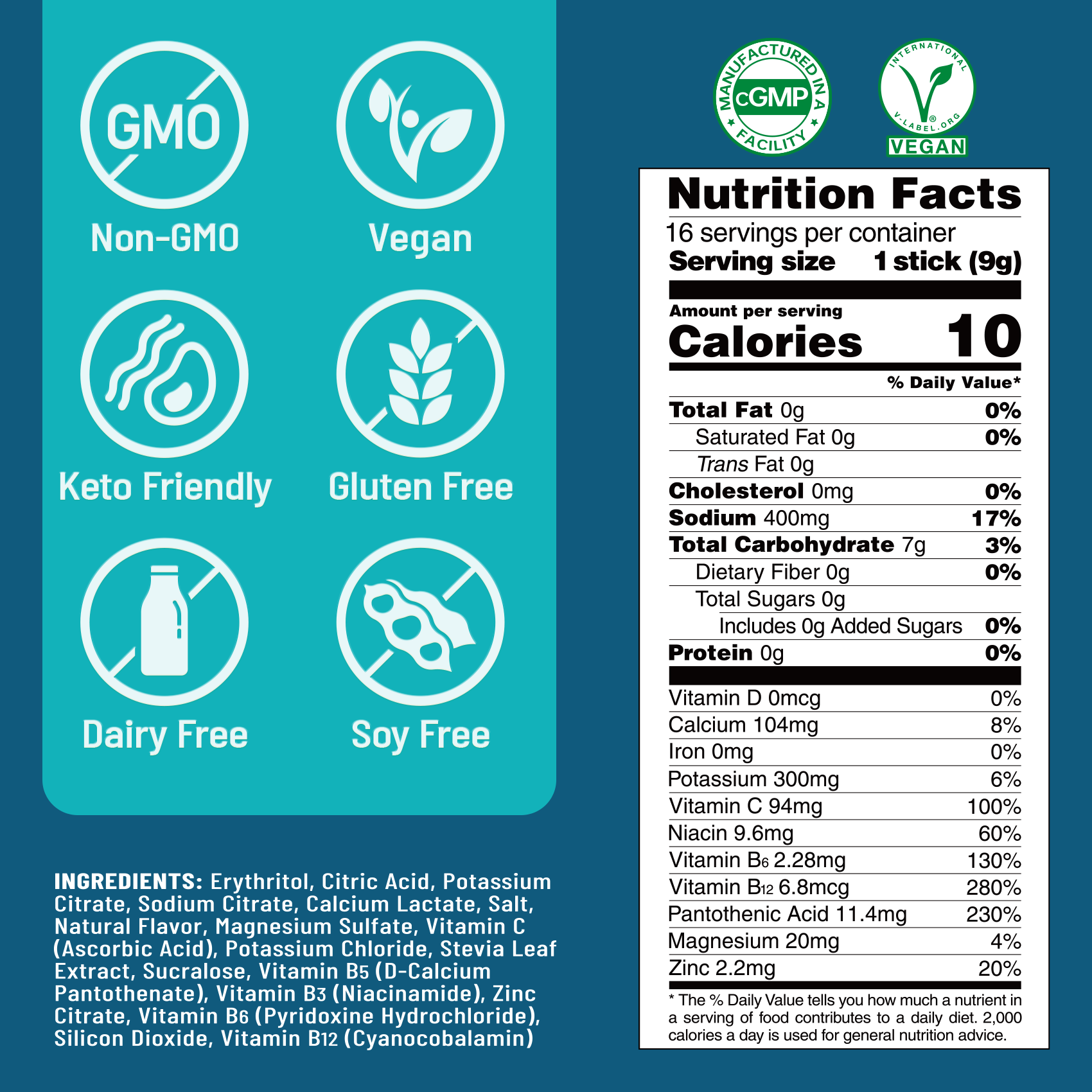 Sugar Free Electrolyte Powder Packets - Exotic Variety Pack - 16 Sticks
