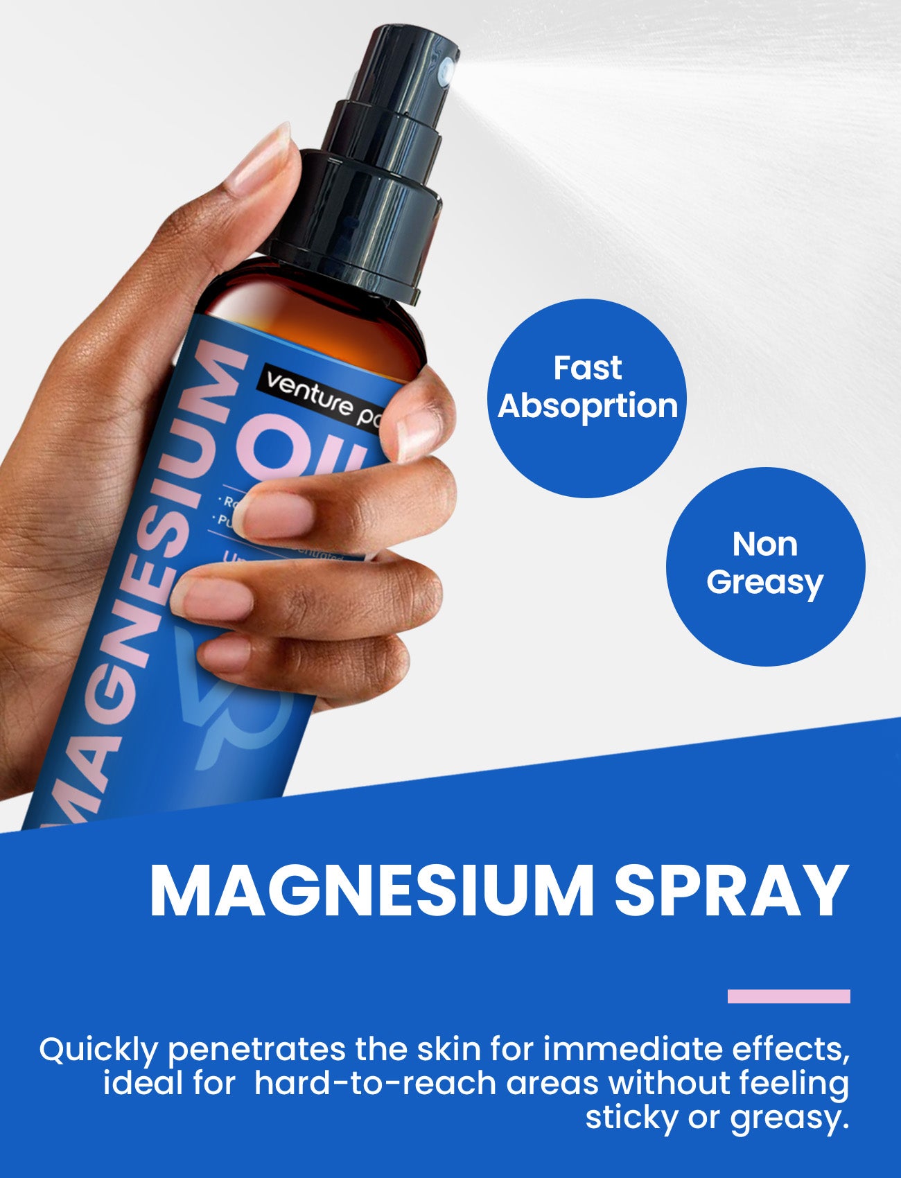 Venture Pal 100% Pure Magnesium Oil Spray - Unflavored - Big 8 oz