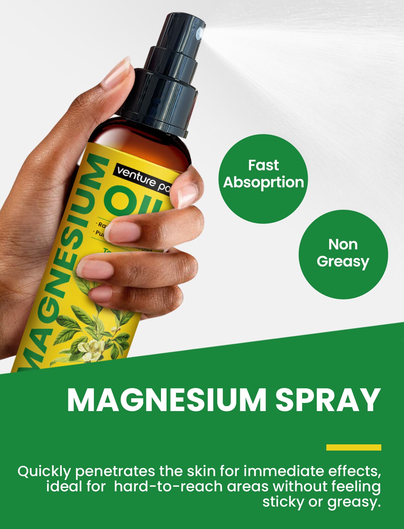 Venture Pal 100% Pure Magnesium Oil Spray - Tea Tree - Big 8 oz