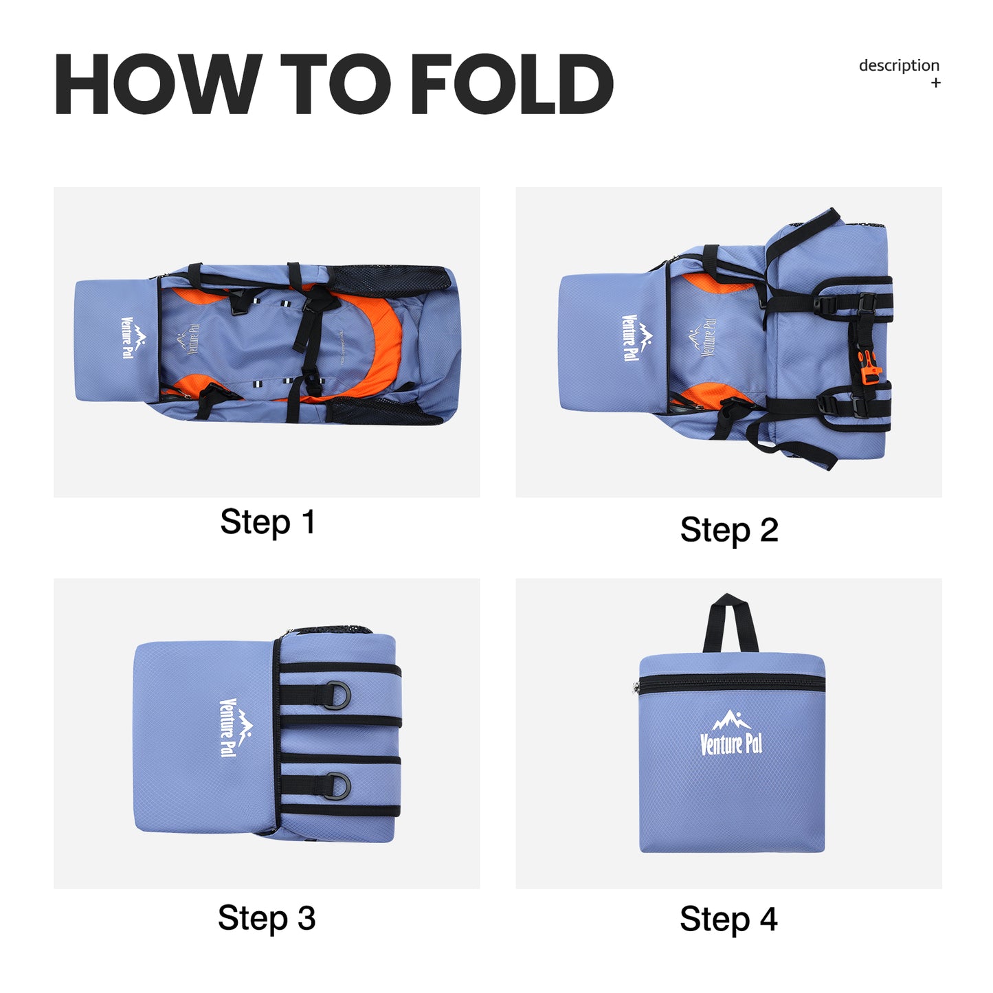 Venture Pal Grey/Orange 40L Nylon Backpack with Wet Pocket and Multi Compartment