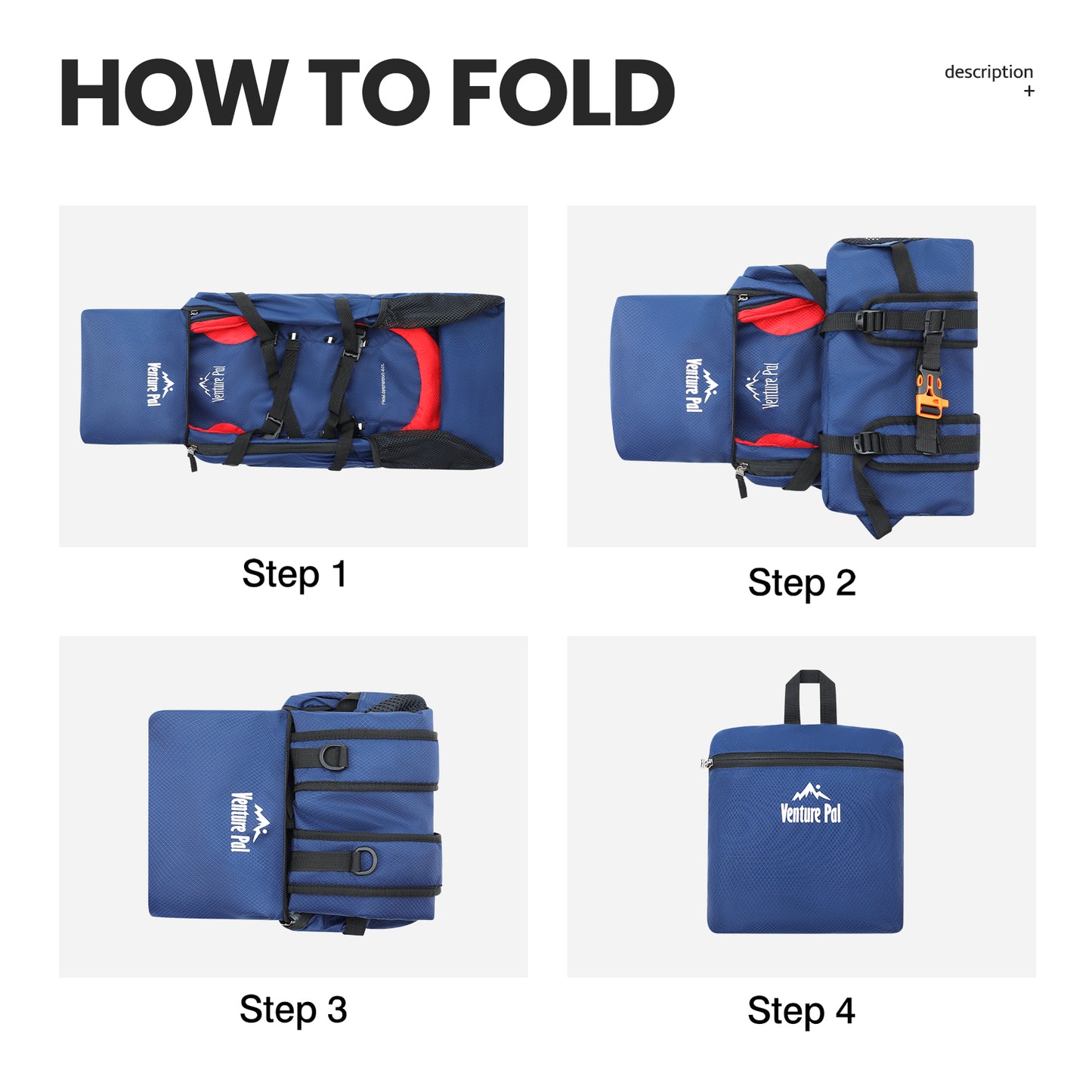 Venture Pal Red/Navy Blue 40L Nylon Backpack with Wet Pocket and Multi Compartment