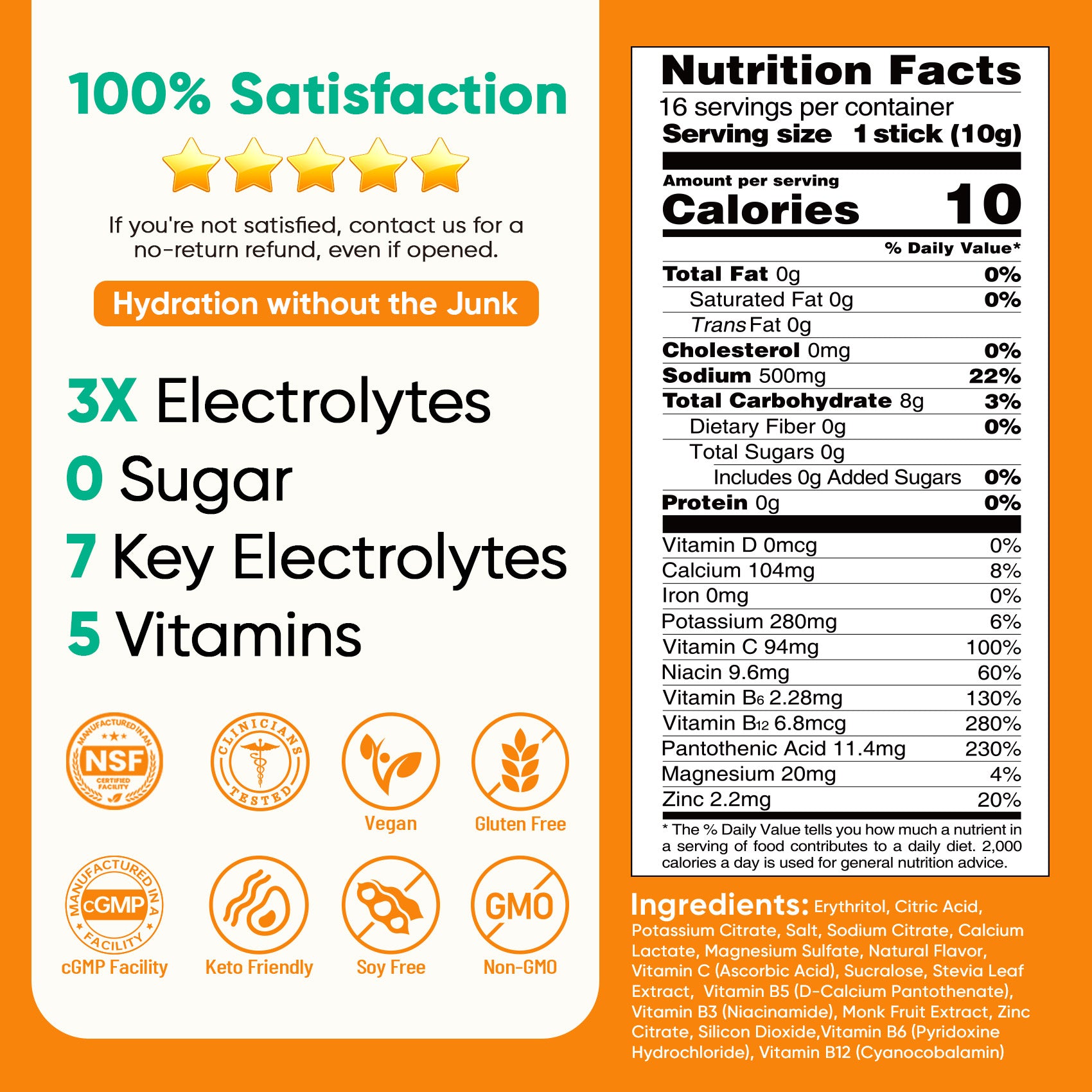 Sugar Free Electrolyte Powder Packets