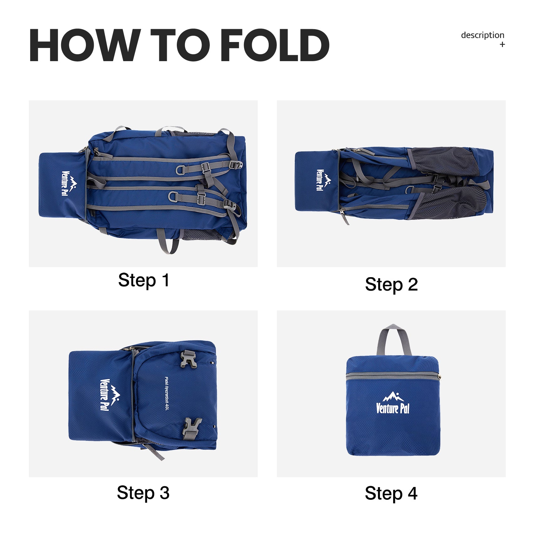 Venture Pal Navy 40L Nylon Backpack with Wet Pocket and Multi Compartment