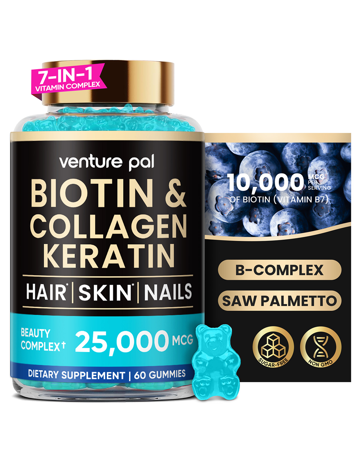 Venture Pal Biotin Gummies – Blueberry