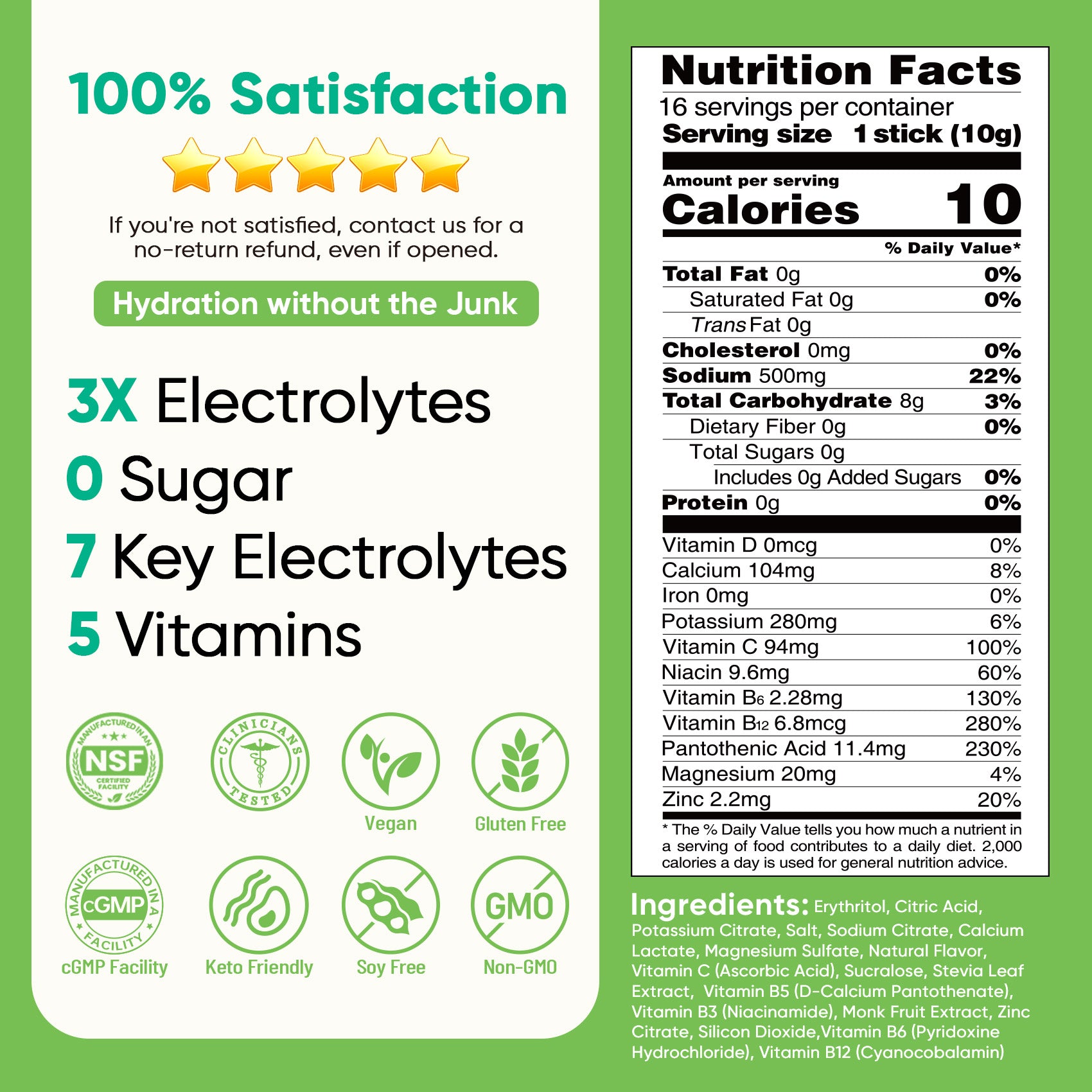 Sugar Free Electrolyte Powder Packets