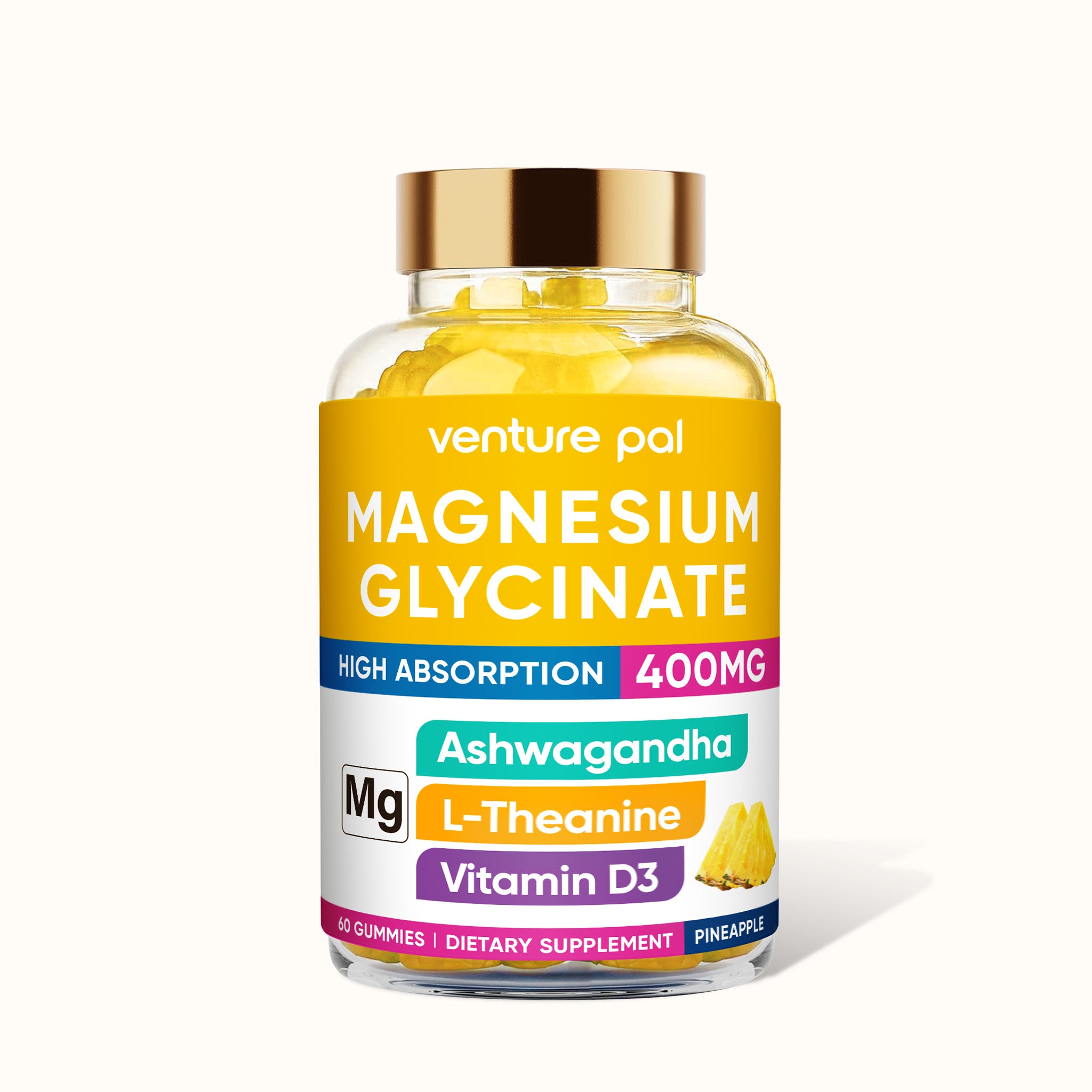 60 Day Supply Magnesium Glycinate Gummies - Pineapple