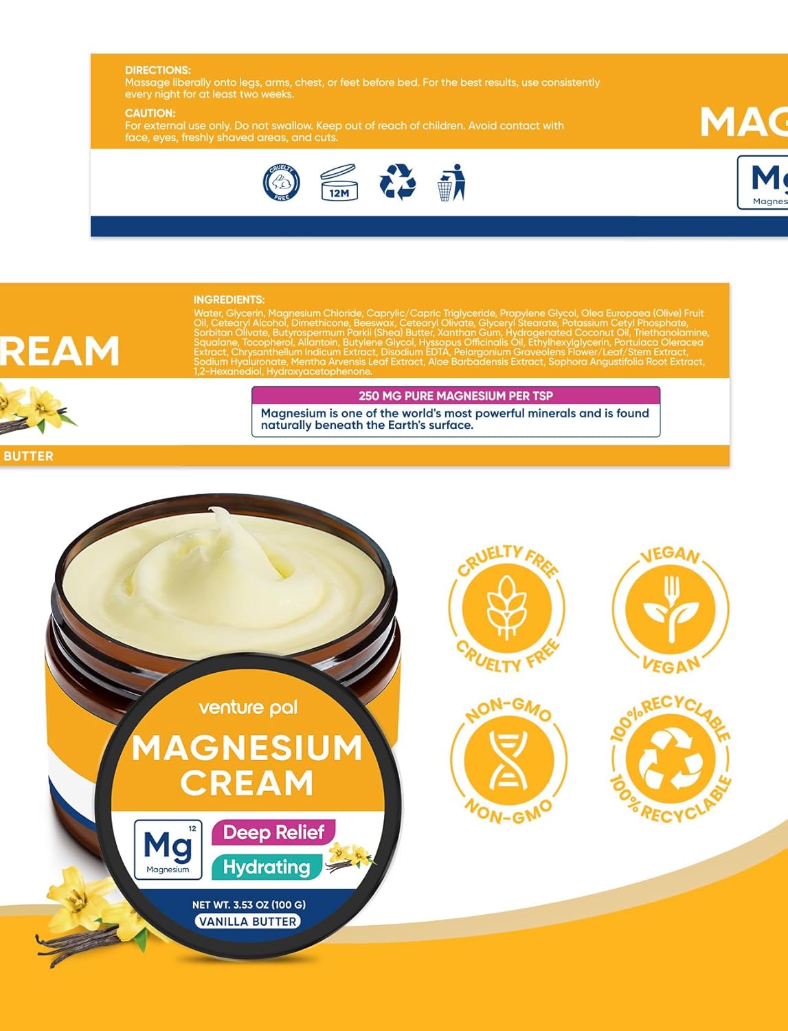 Topical Magnesium Cream - Vanilla Butter