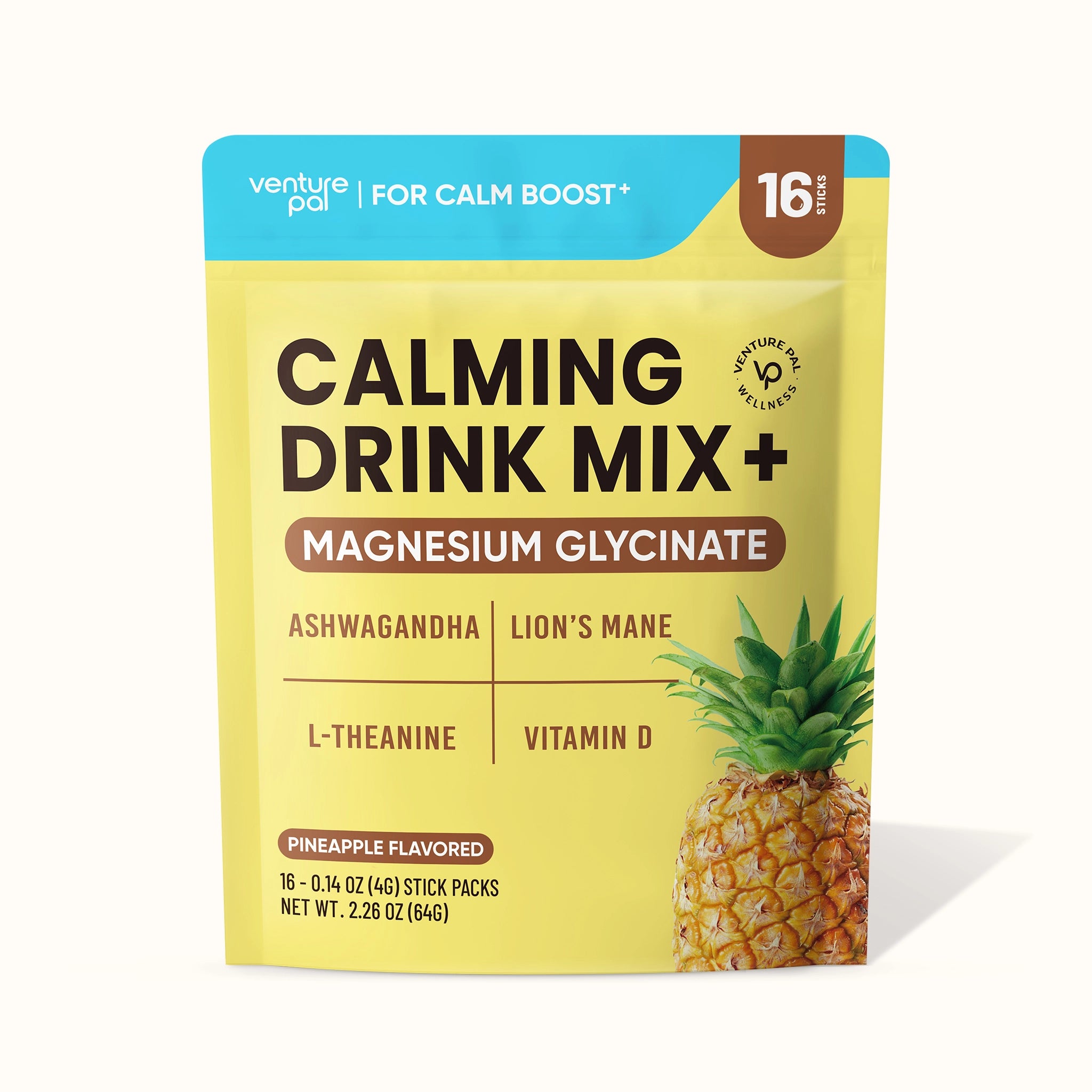 Magnesium Glycinate Powdered Drink Mix - Pineapple- 16 Sticks